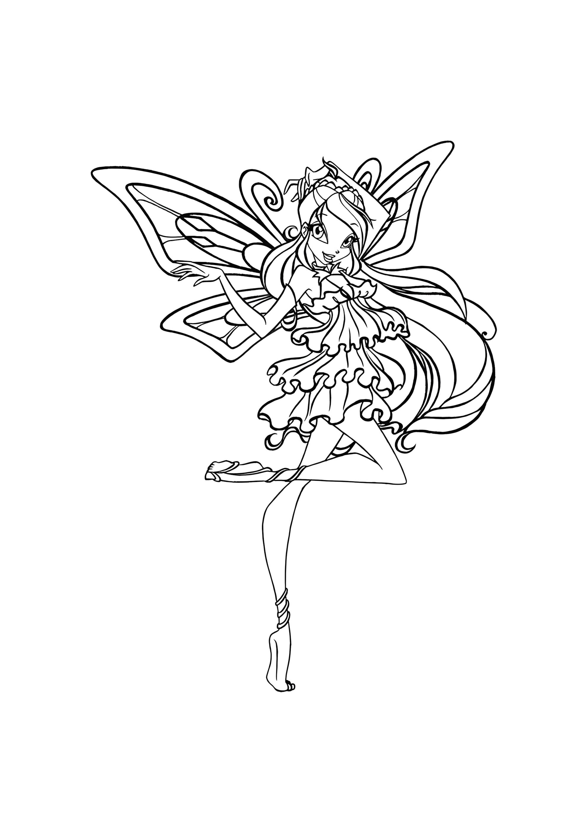 Раскраска Винкс Блум Энчантикс в полный рост