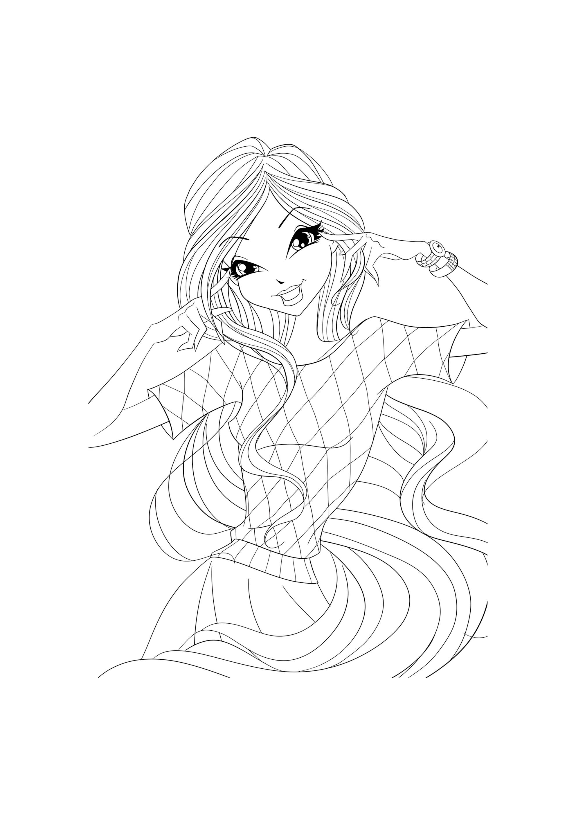 Раскраска Винкс Блум в нарядном платье