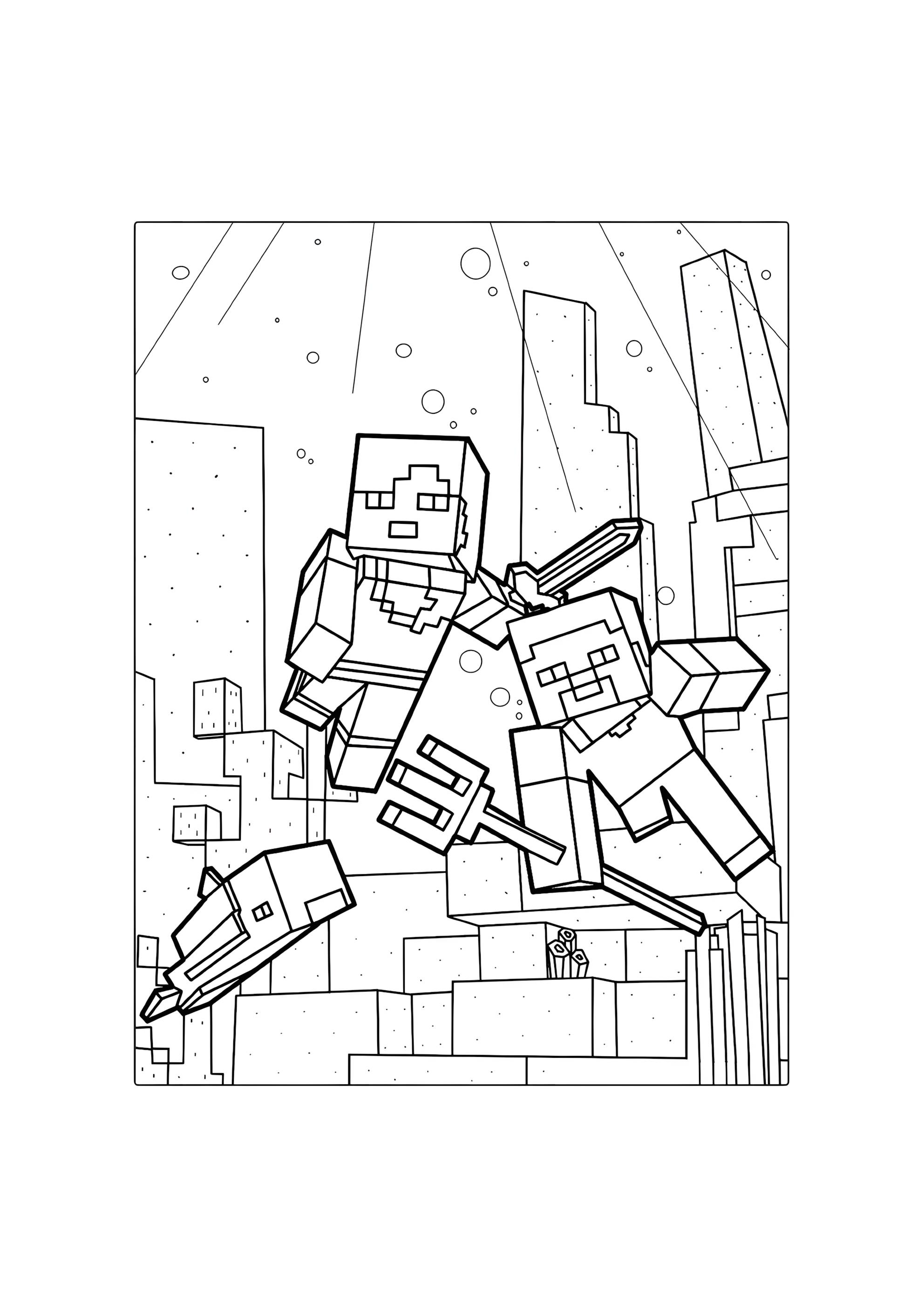 Раскраска Алекс и Стив под водой