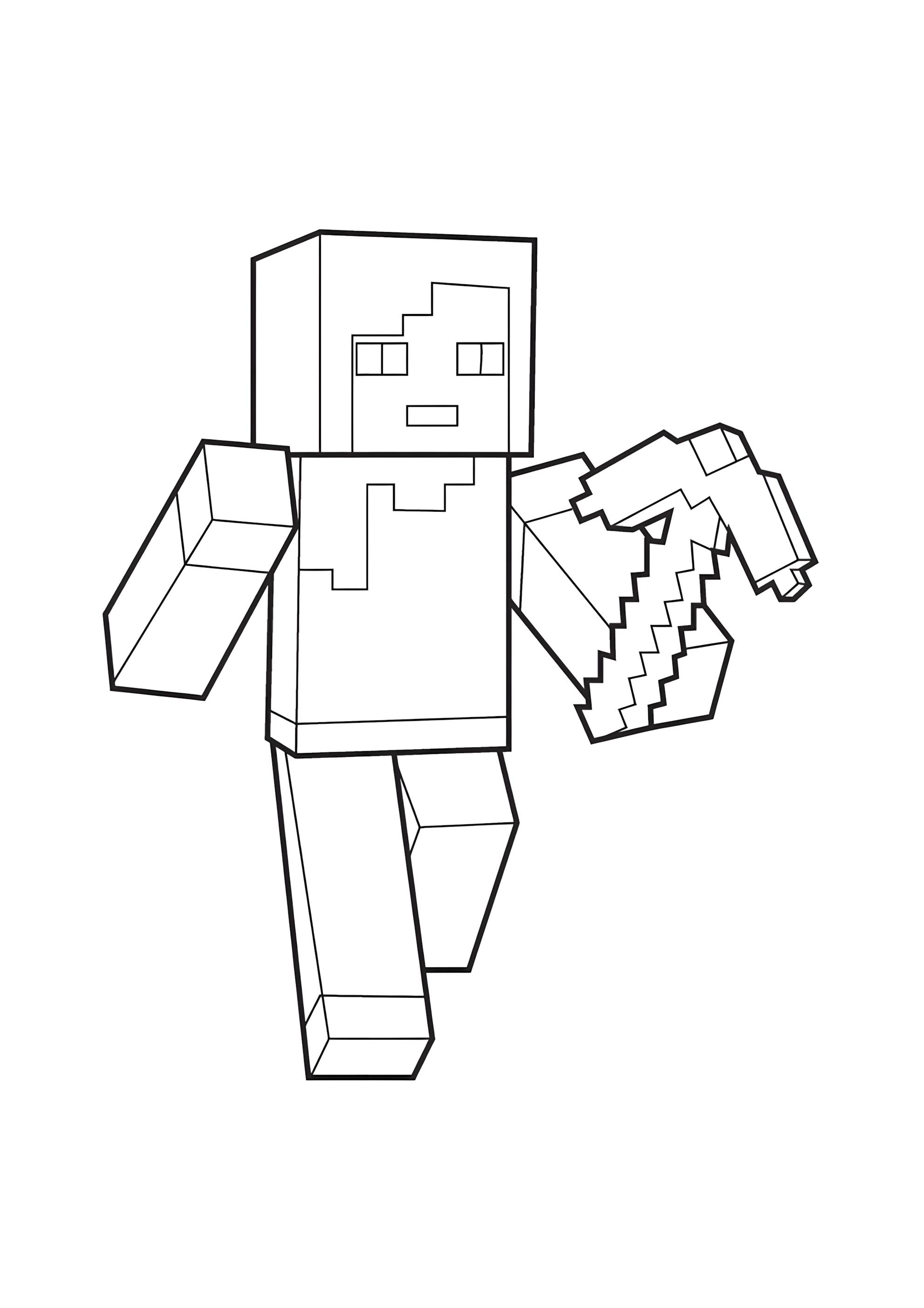 Раскраска Алекс с киркой