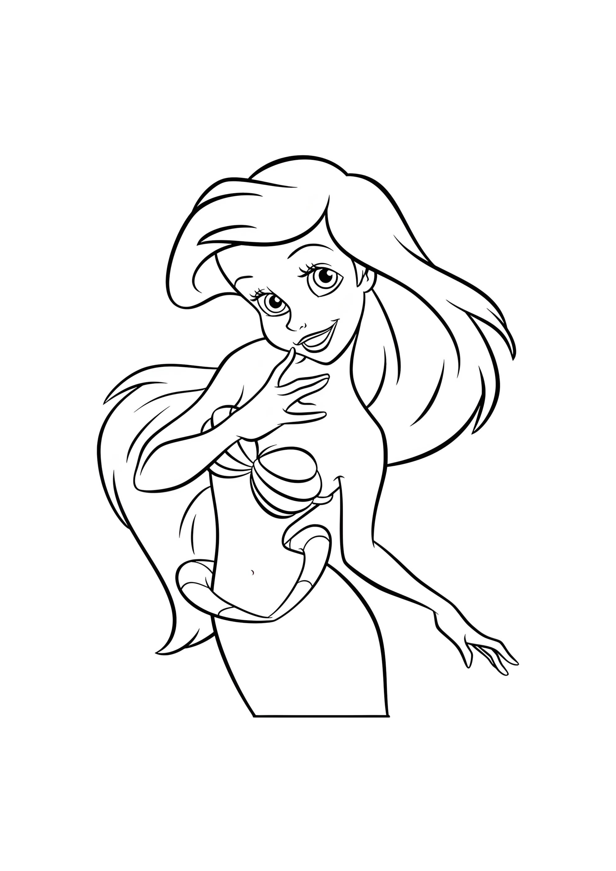 Раскраска Ариэль крупный план