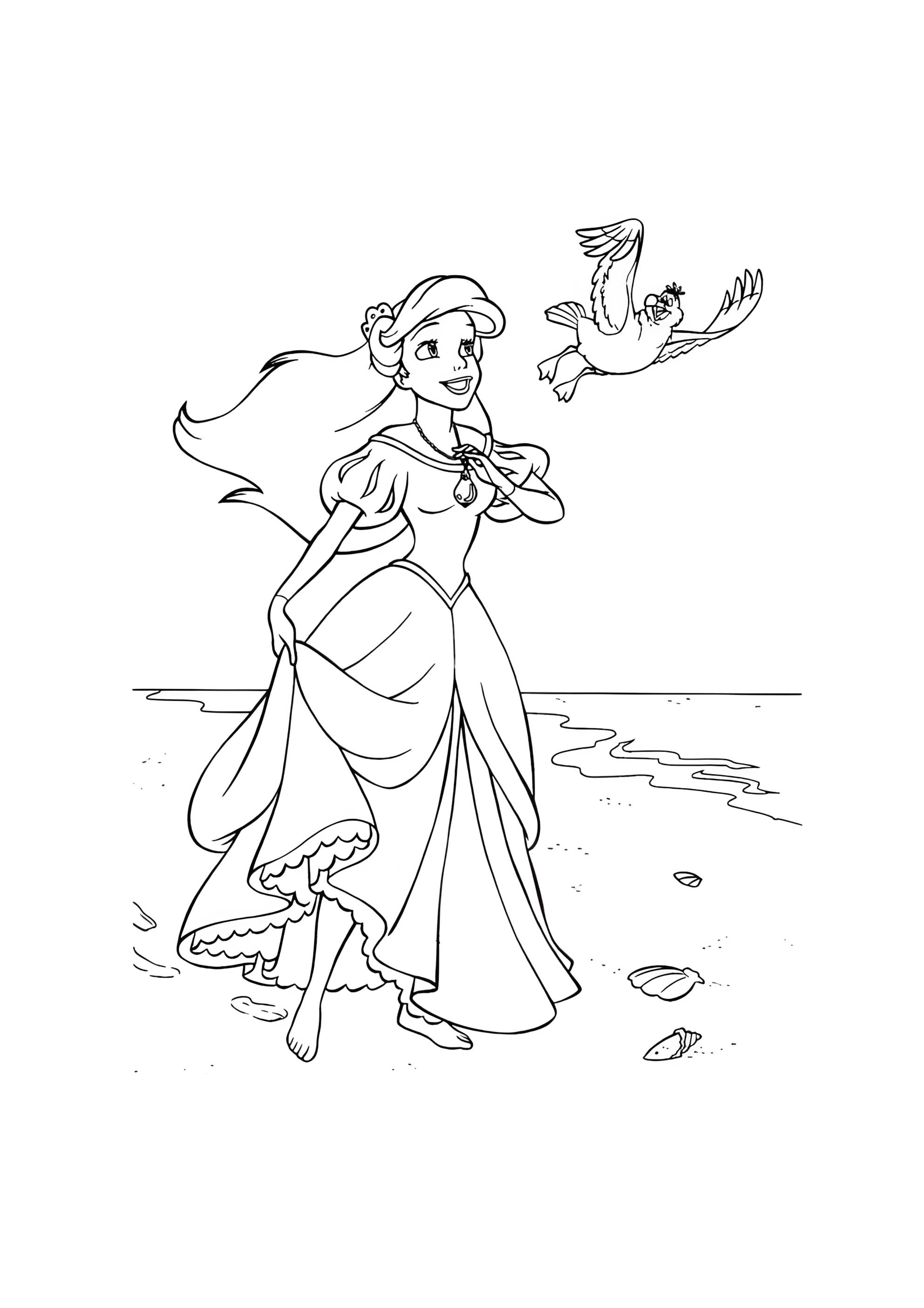 Раскраска Ариэль любит проводить время на море