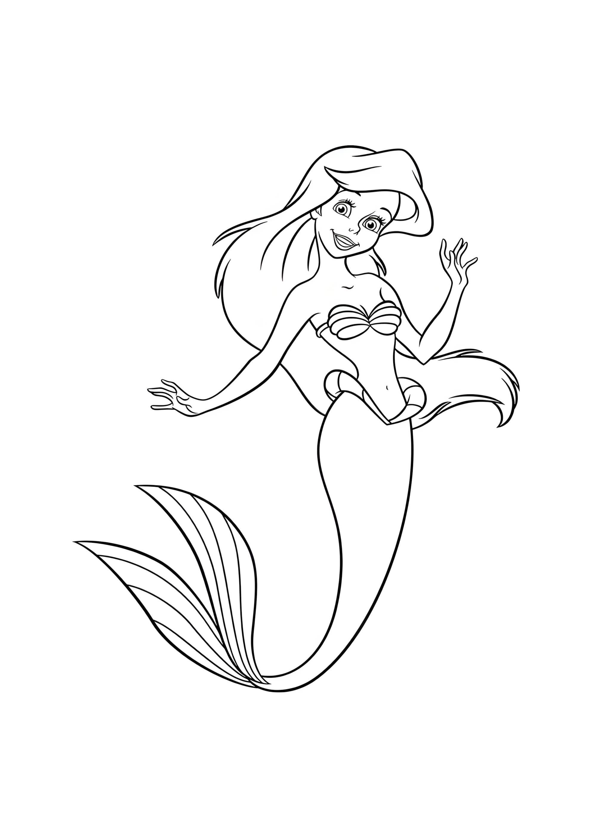 Раскраска Ариэль привет