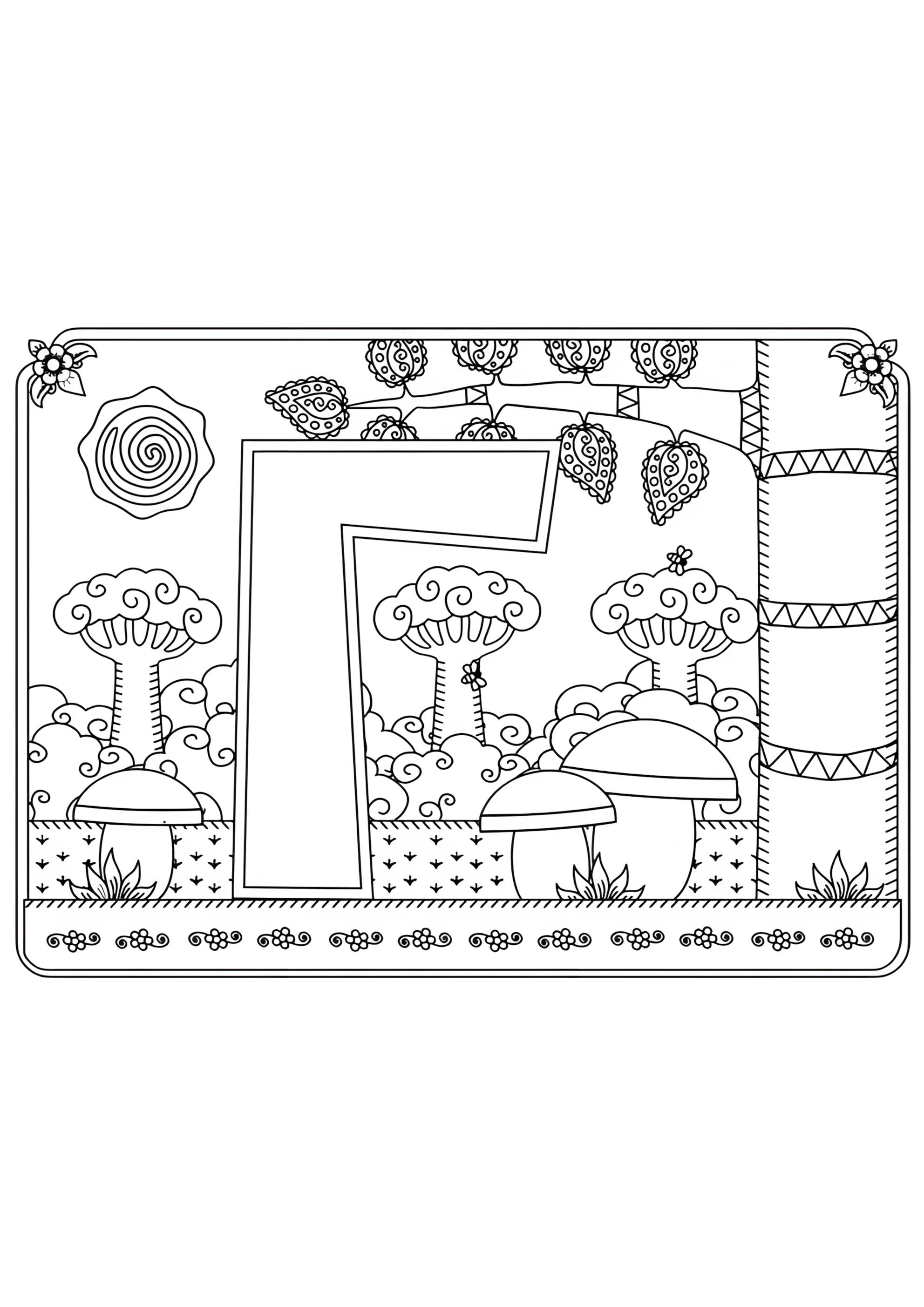 Раскраска Буква Г с картинкой грибов