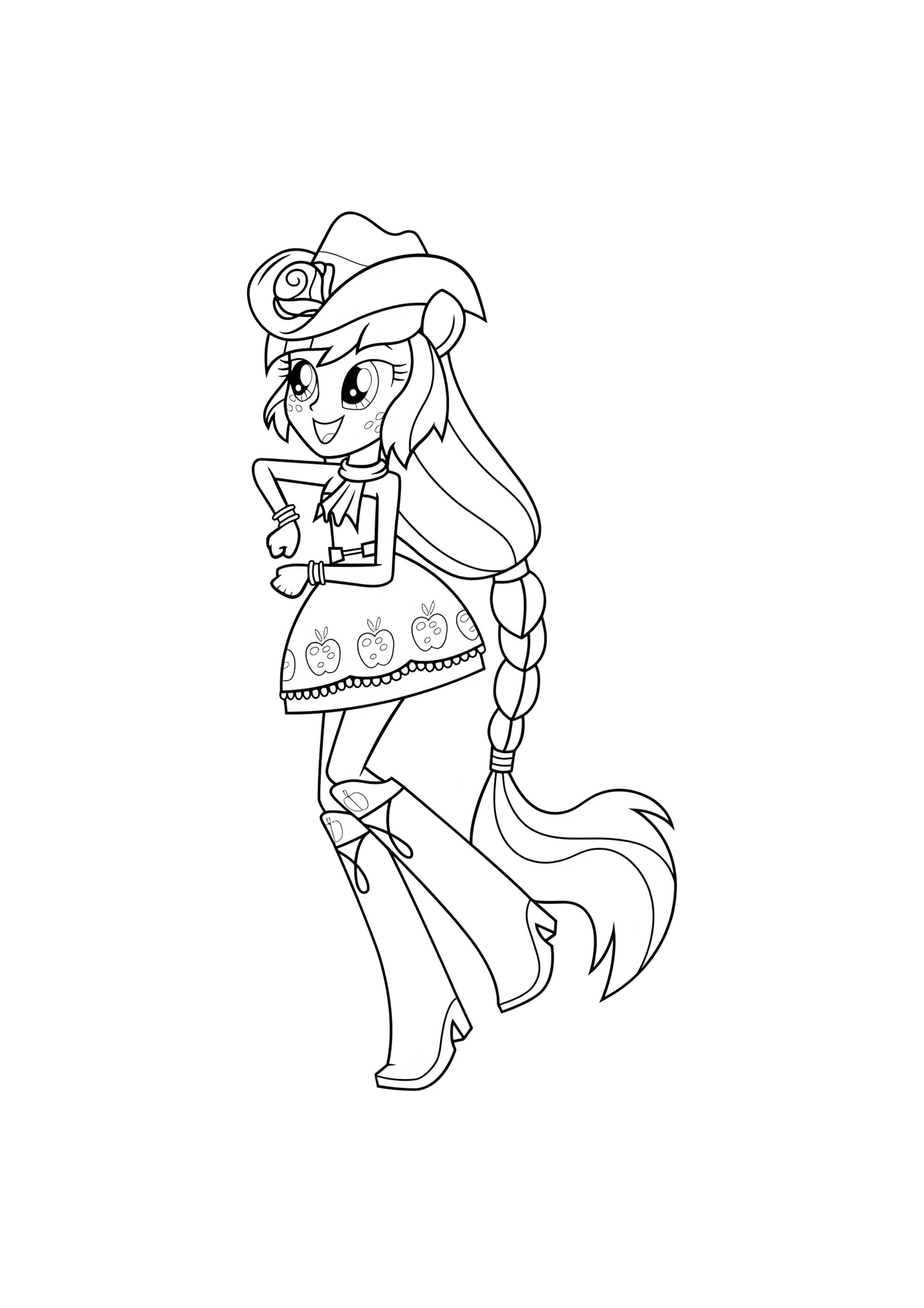 Раскраска Девочка из эквестрии Эпплджек