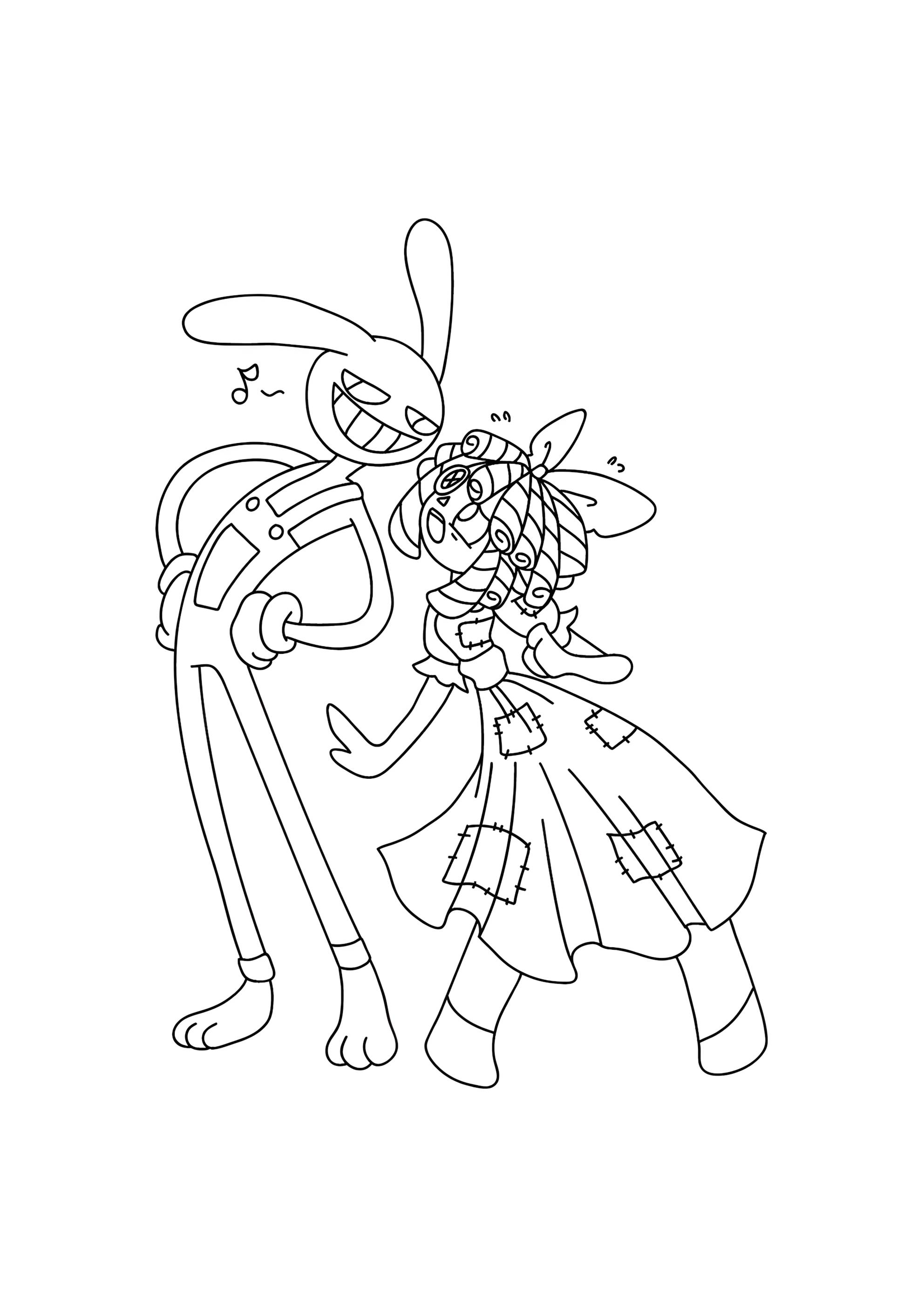 Раскраска Джекс и Рагата из цифрового цирка