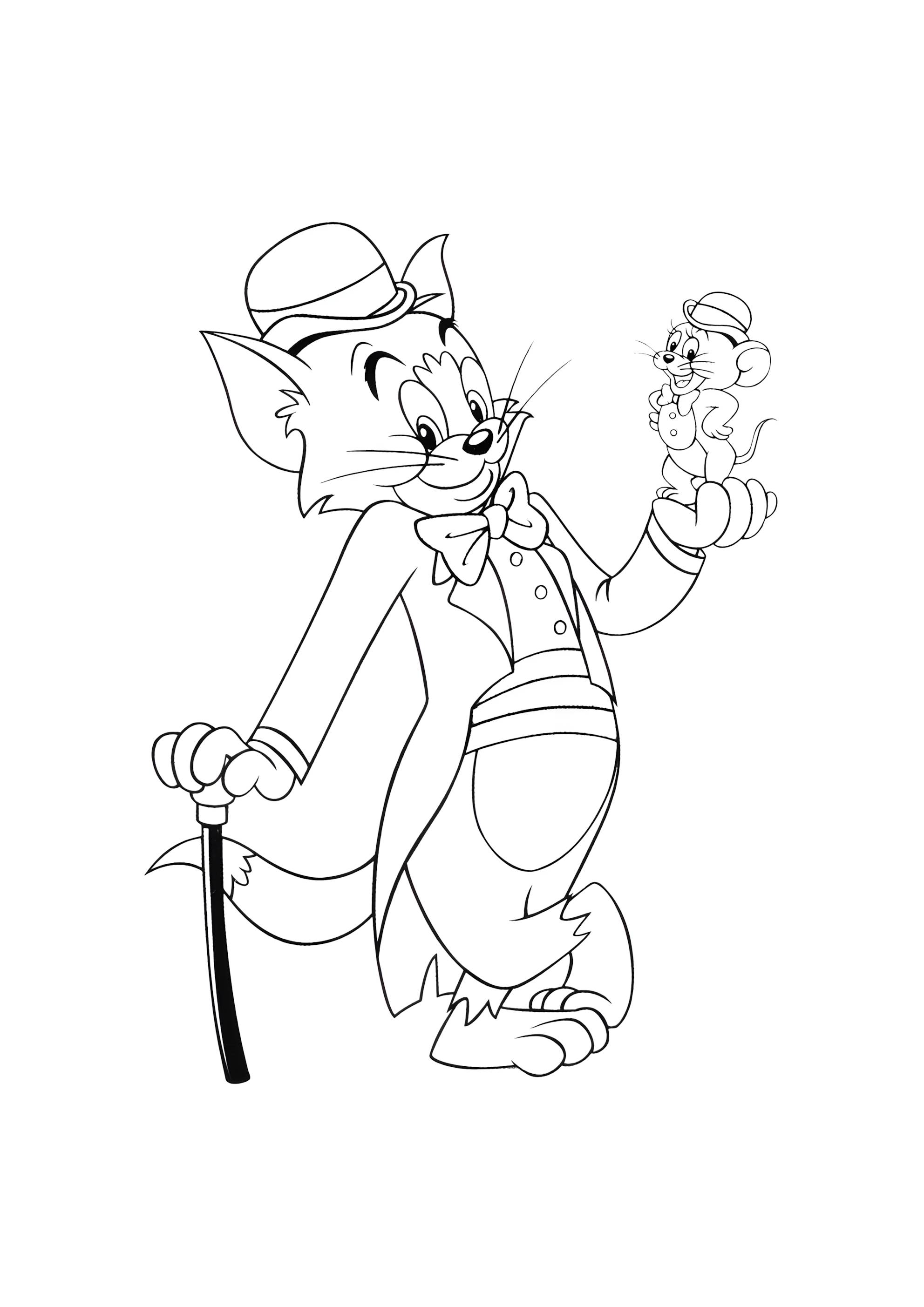 Раскраска Джентельмен Том с Джерри на руках
