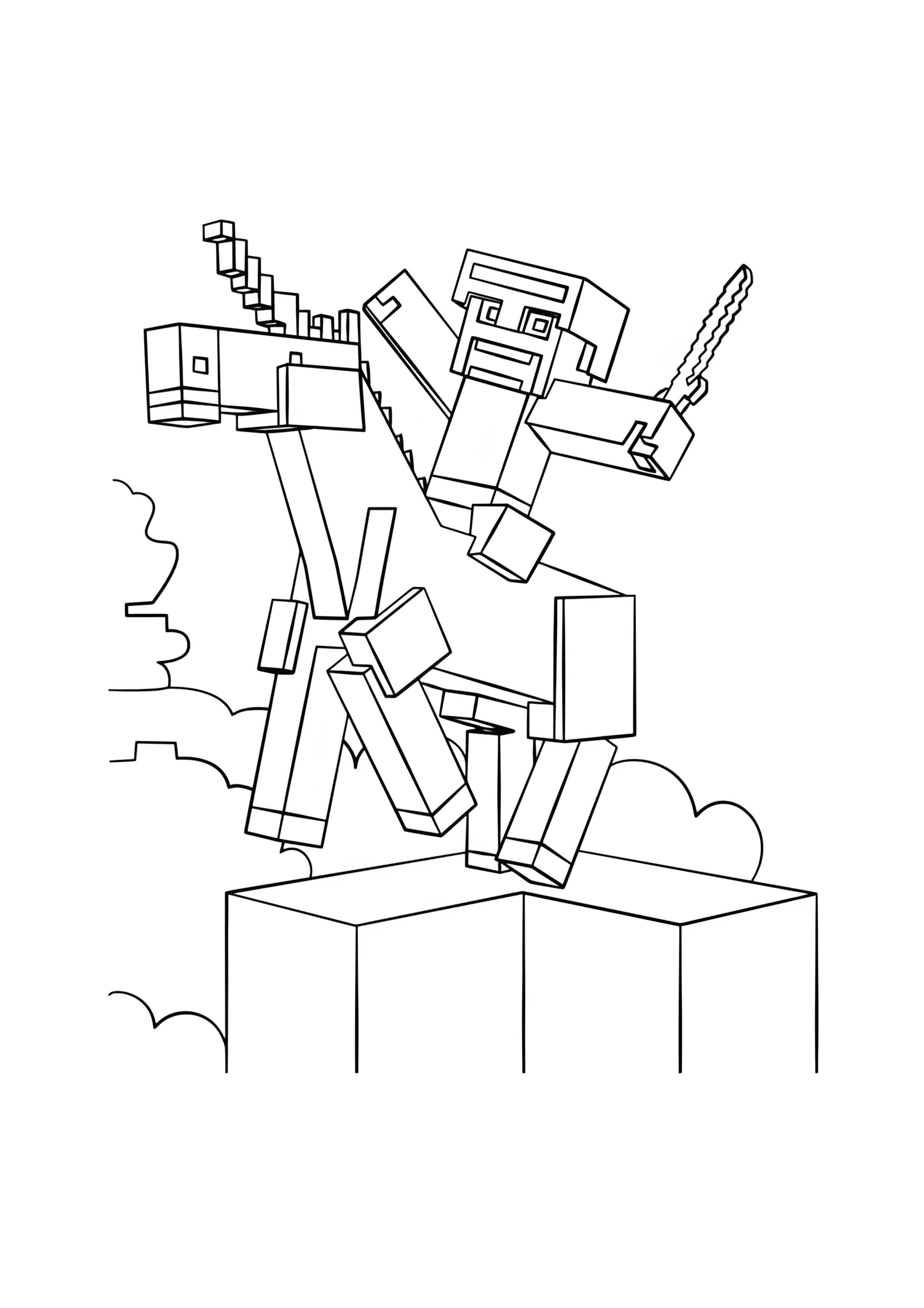 Раскраска Единорог и боец