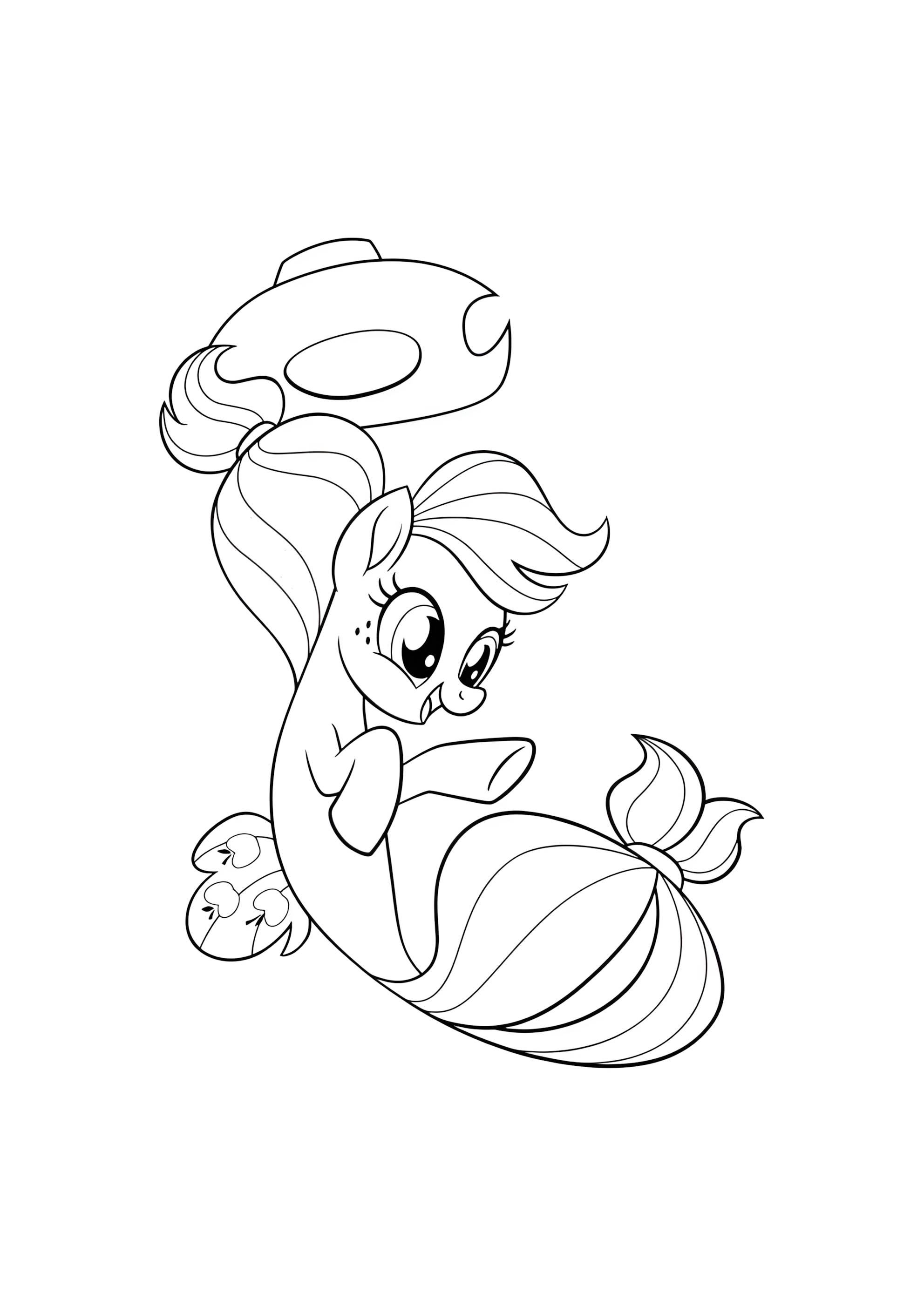 Раскраска Эппл джек с хвостиком русалки