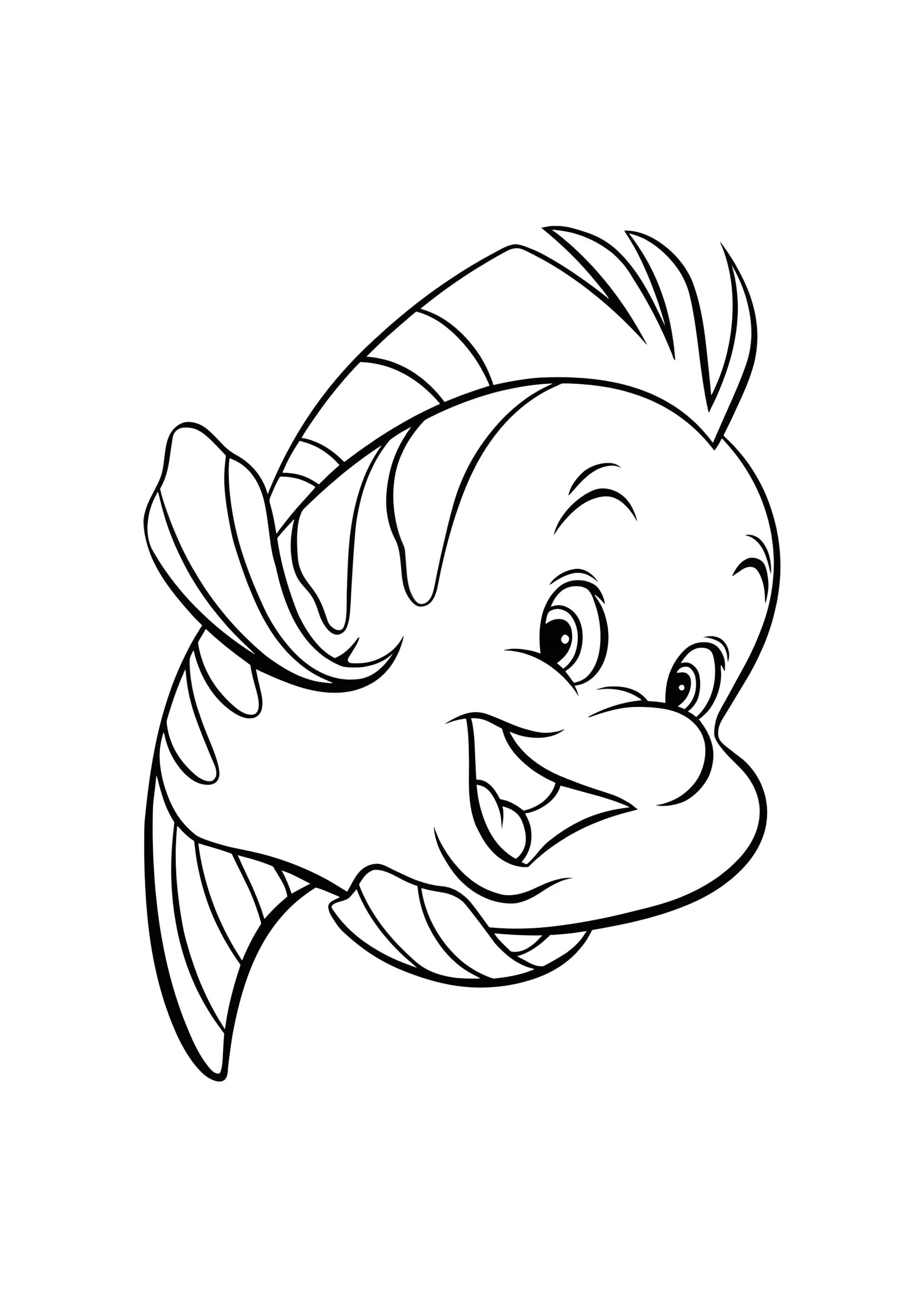 Раскраска Флаундер счастливая рыбка