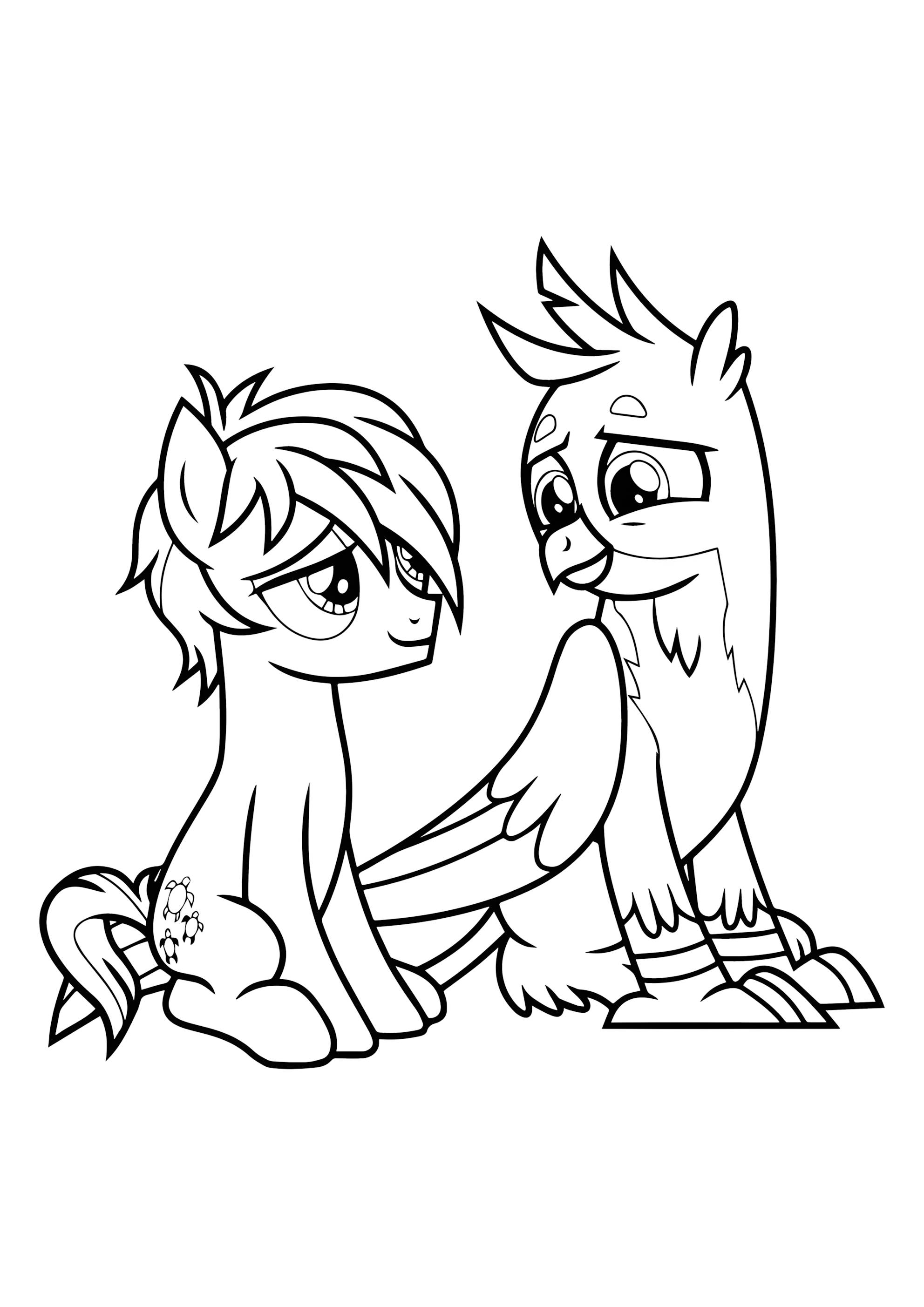 Раскраска Галлус и пони Сэндбар