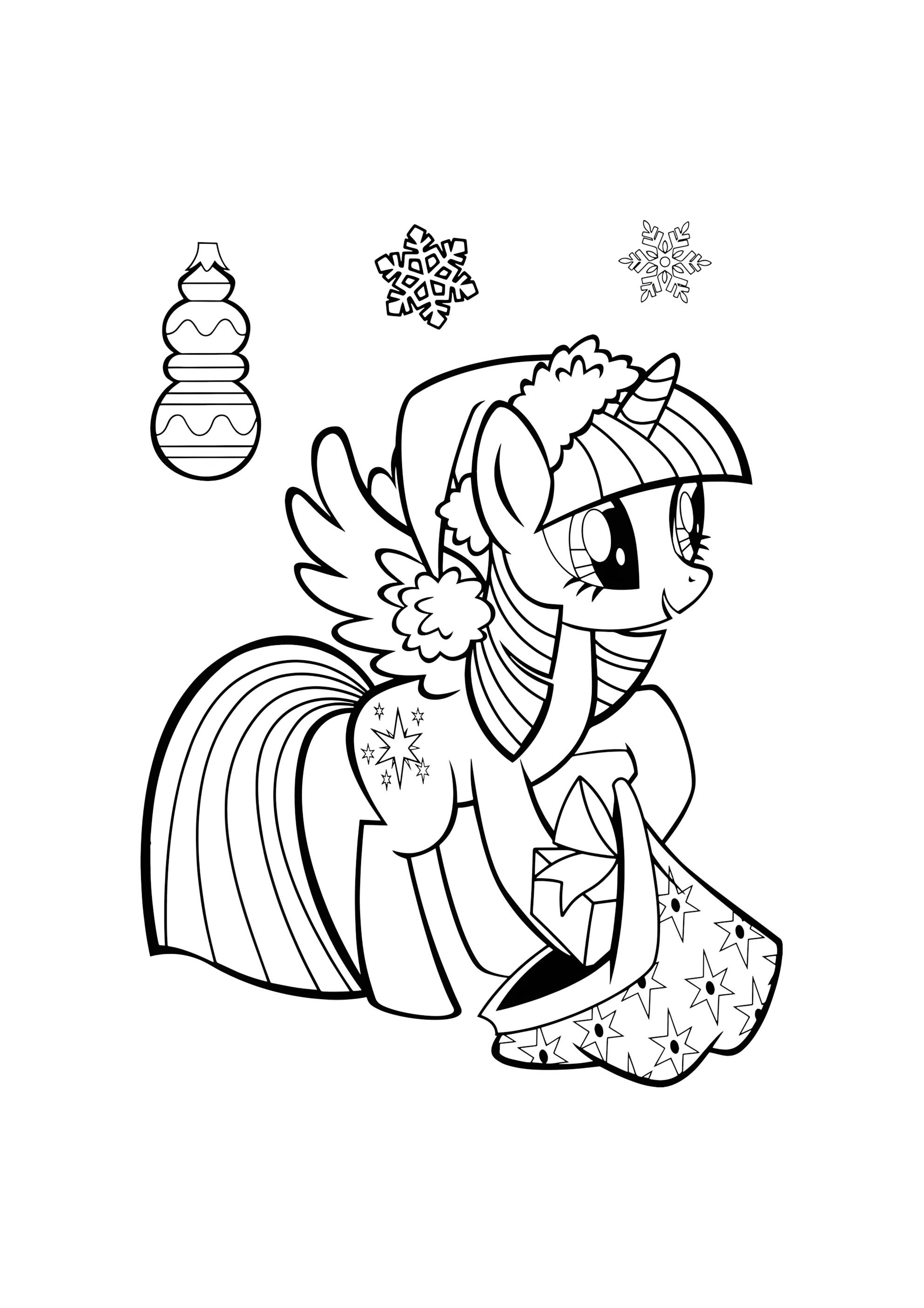 Раскраска Искорка с подарками на Новый год