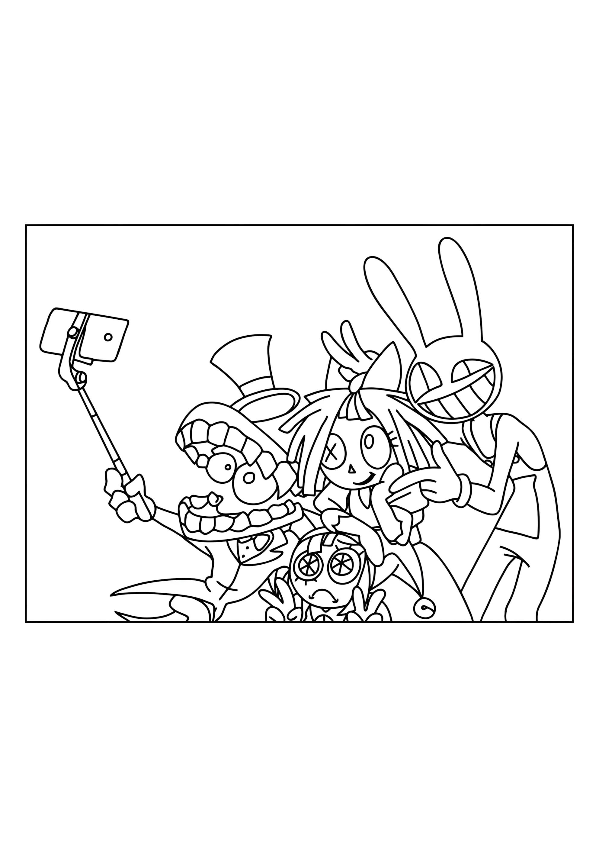 Раскраска Кейн делает селфи с друзьями