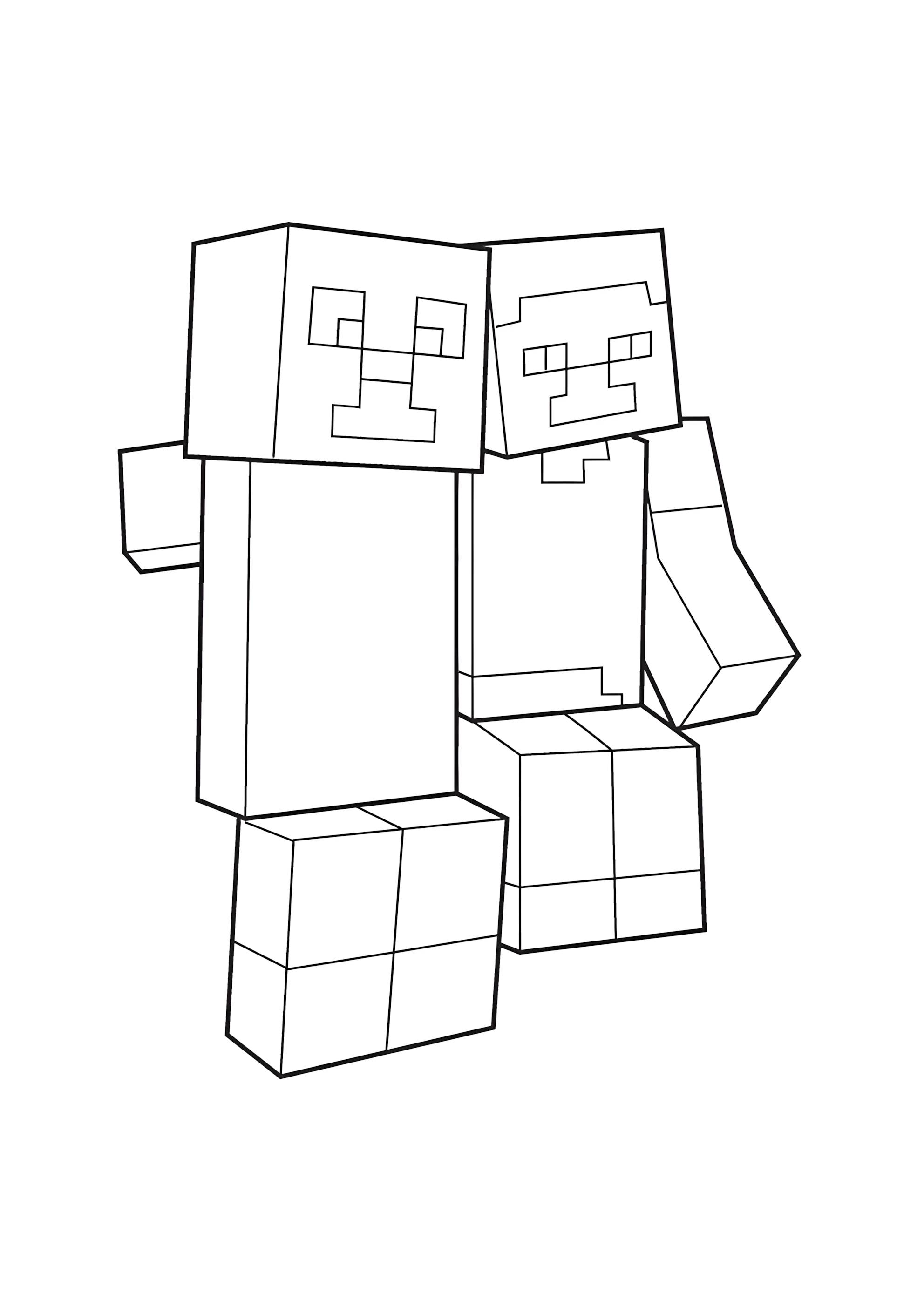 Раскраска Крипер и Стив