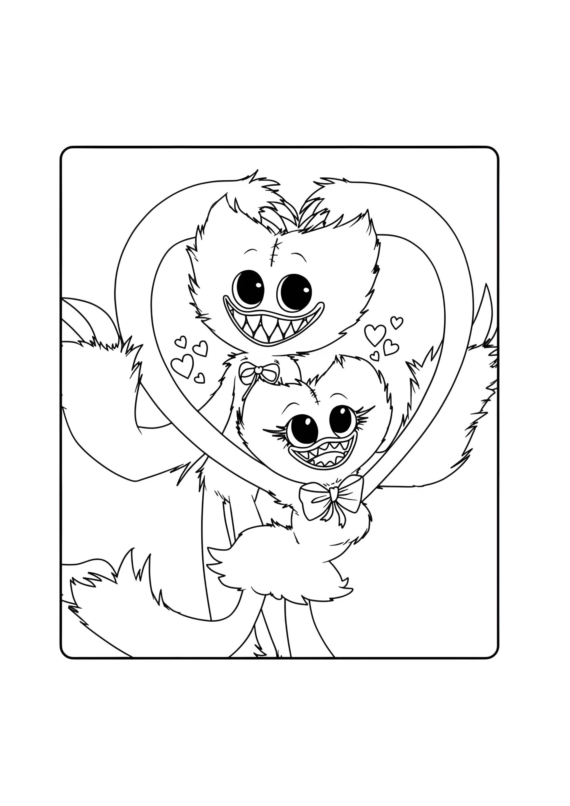 Раскраска Любовь Кисси Мисси и Хагги Вагги