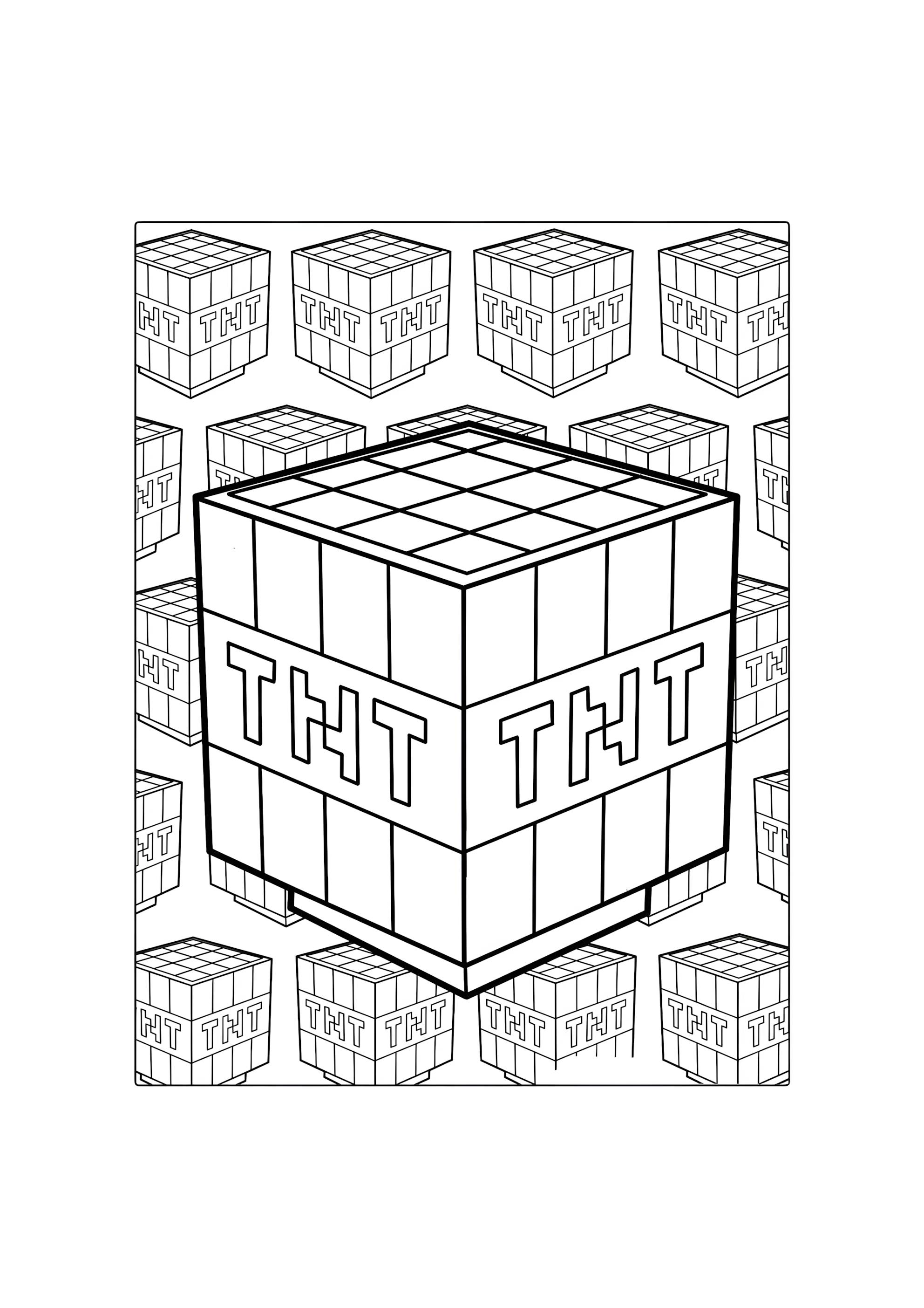 Раскраска Майнкрафт динамит TNT