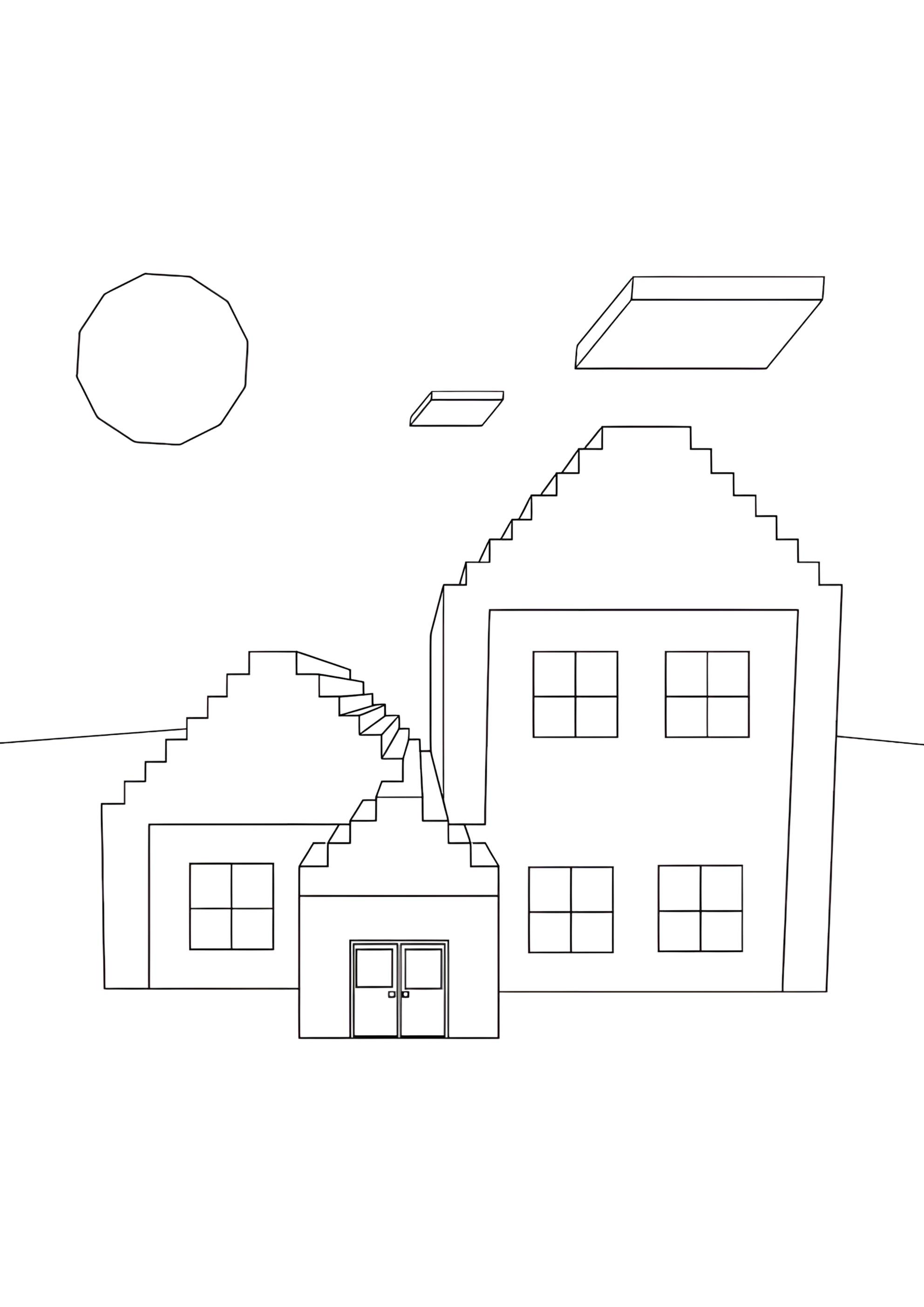 Раскраска Майнкрафт домики