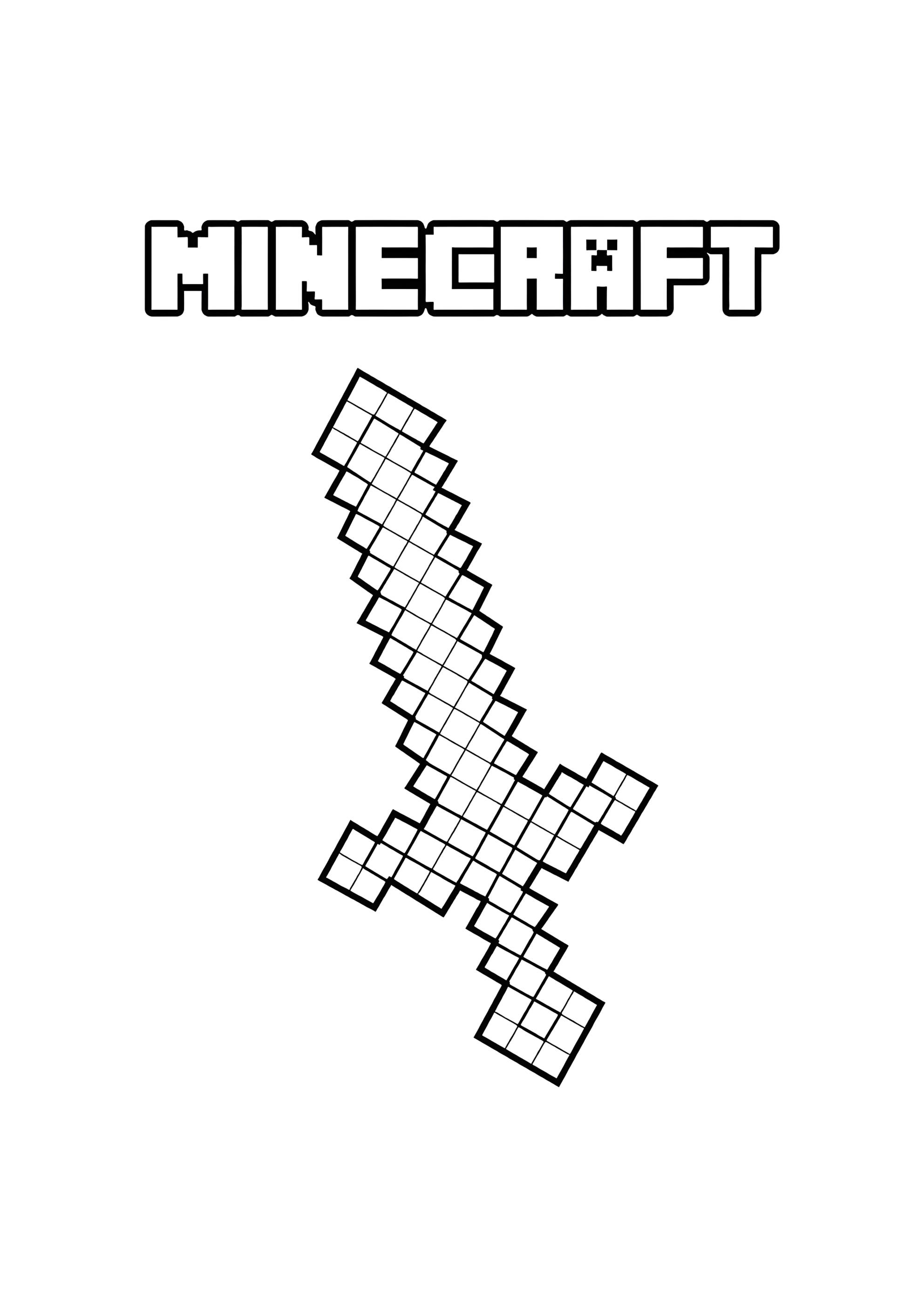 Раскраска Меч Minecraft