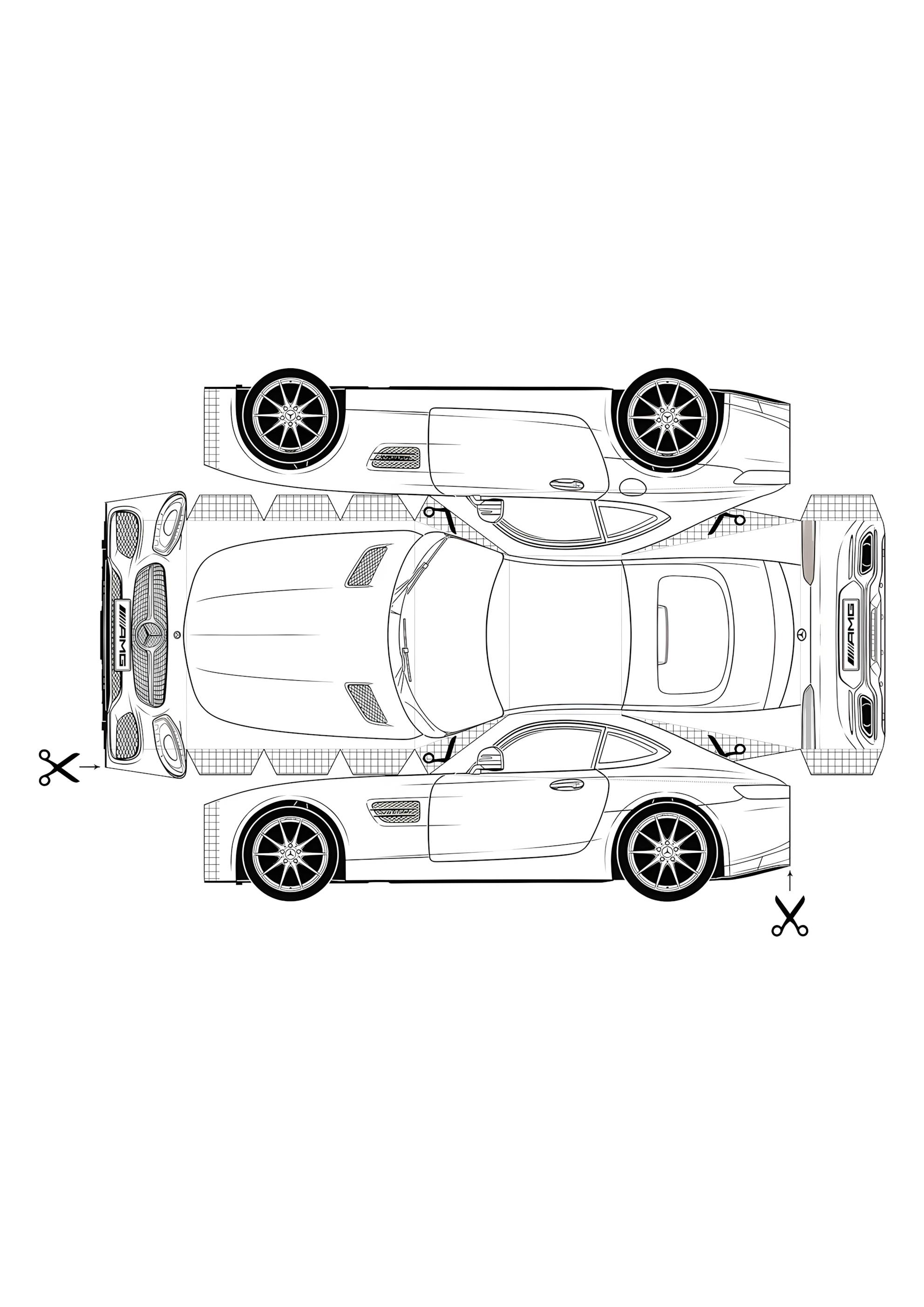 Раскраска Мерседес AMG игрушка из бумаги