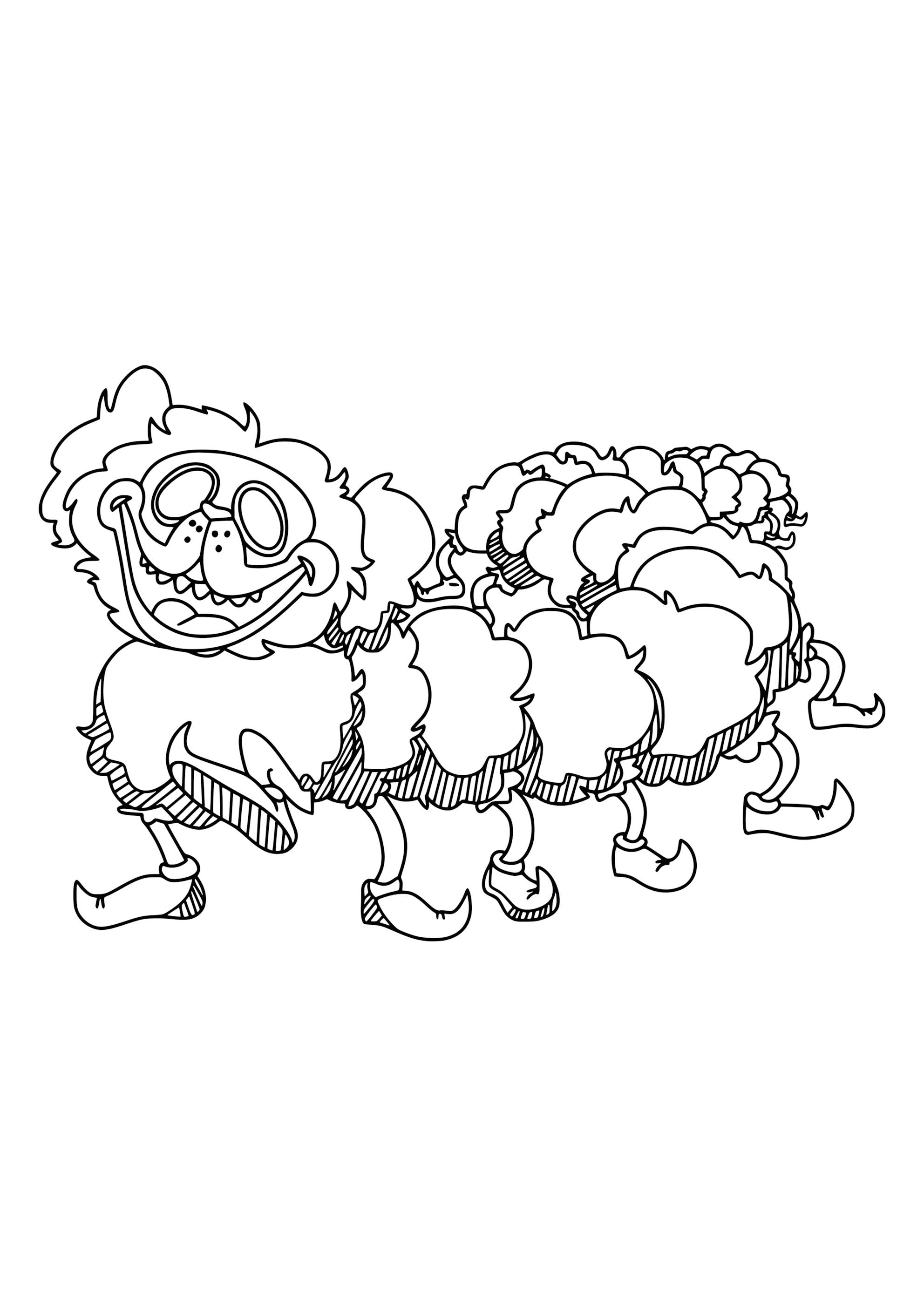 Раскраска Пи Джей Мопс-О-Гусеница из Поппи Плейтайм 2