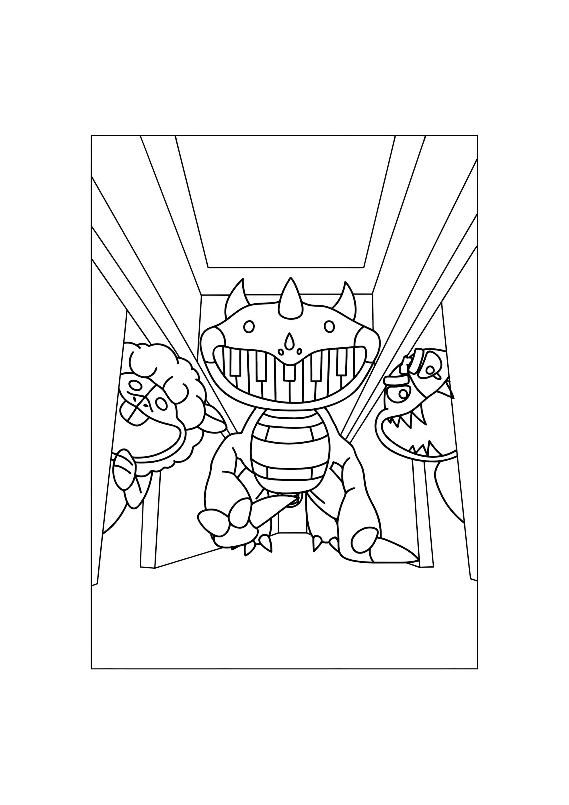 Раскраска Пианозавр и ужасные существа