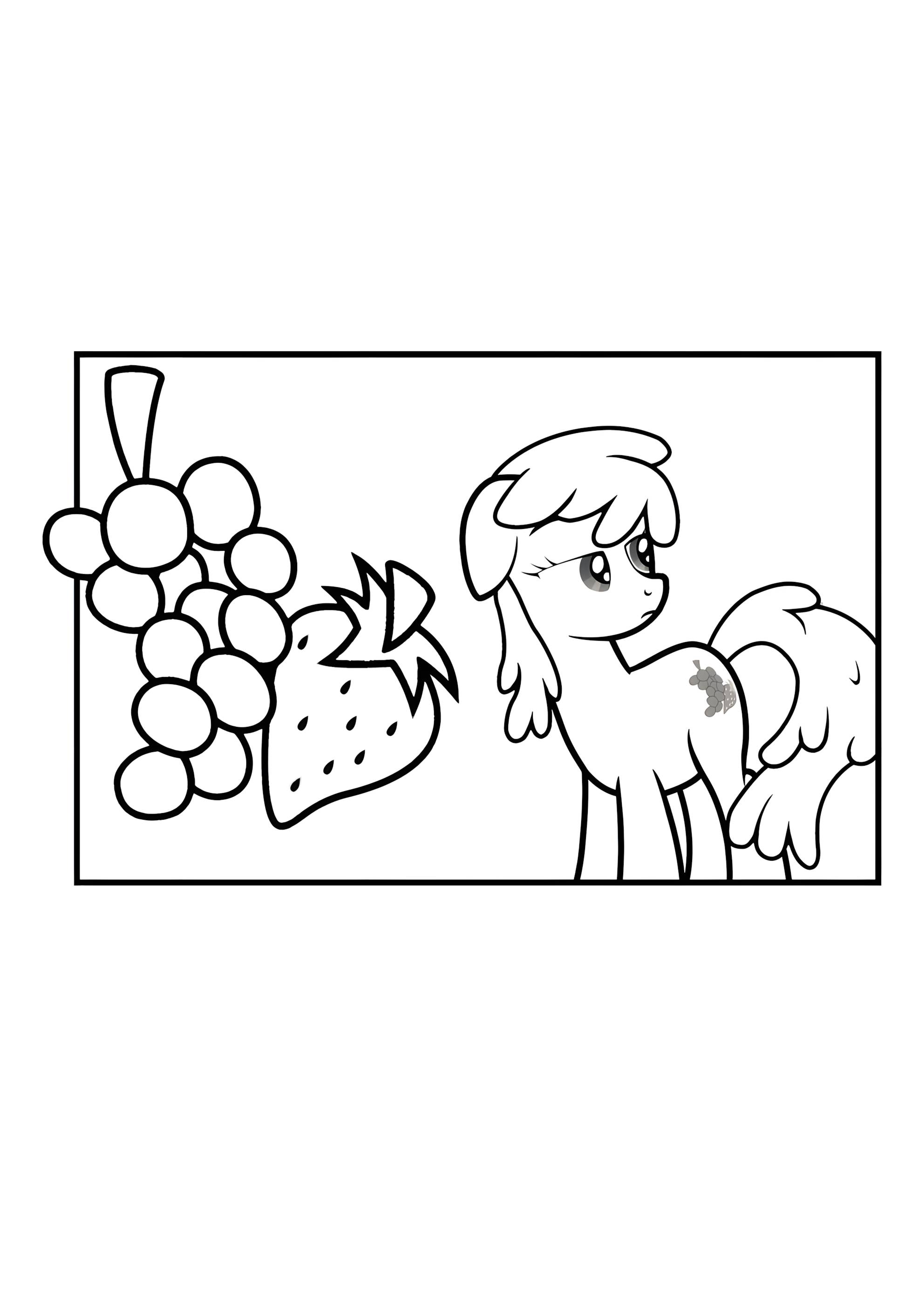 Раскраска Пони и фрукты