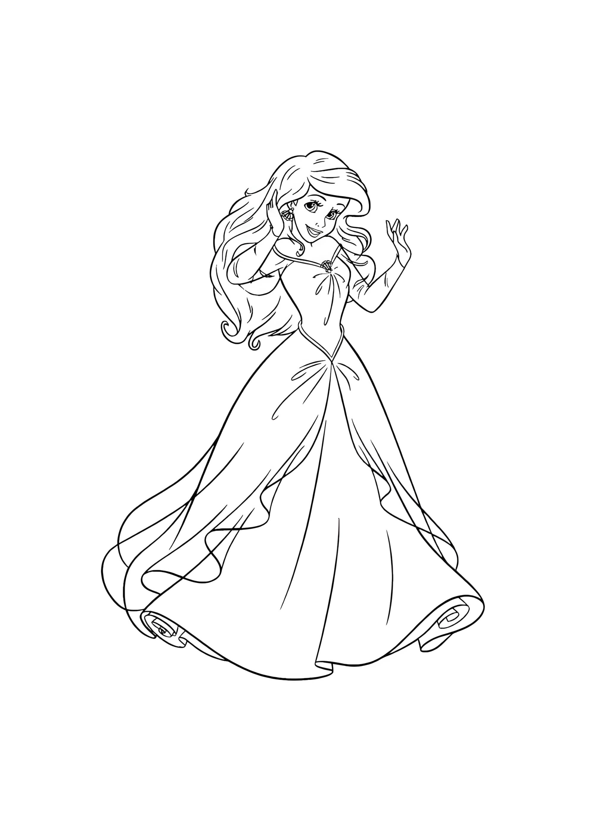 Раскраска Принцесса Ариэль в свадебном платье