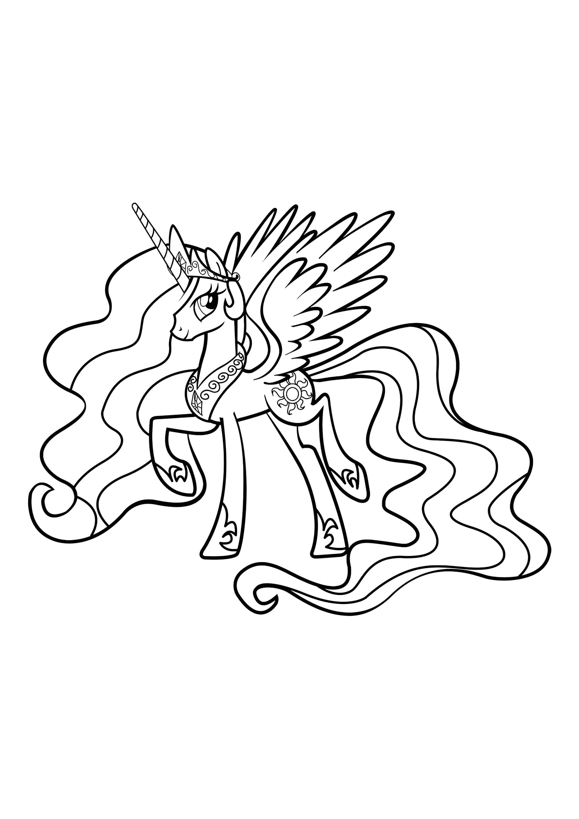 Раскраска Принцесса Селестия из Мой маленький пони