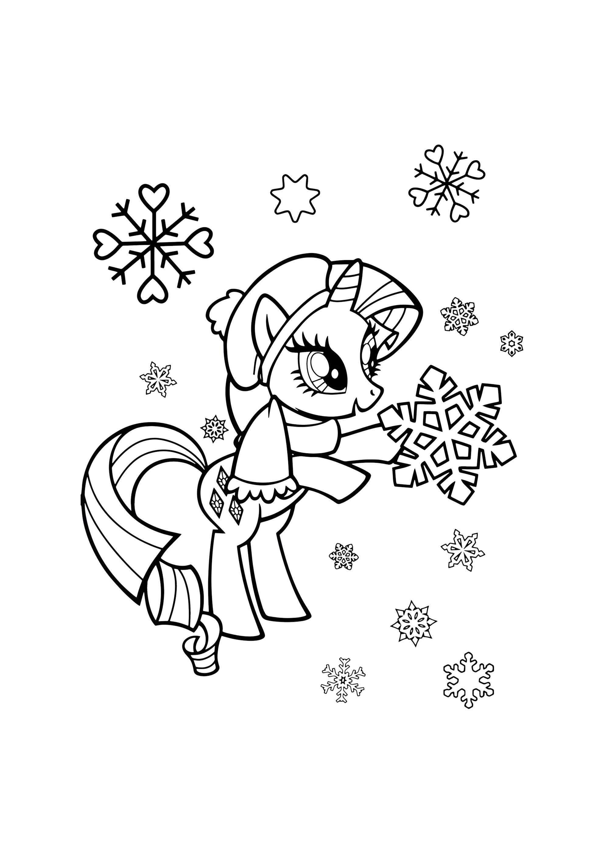 Раскраска Рарити и снежинки