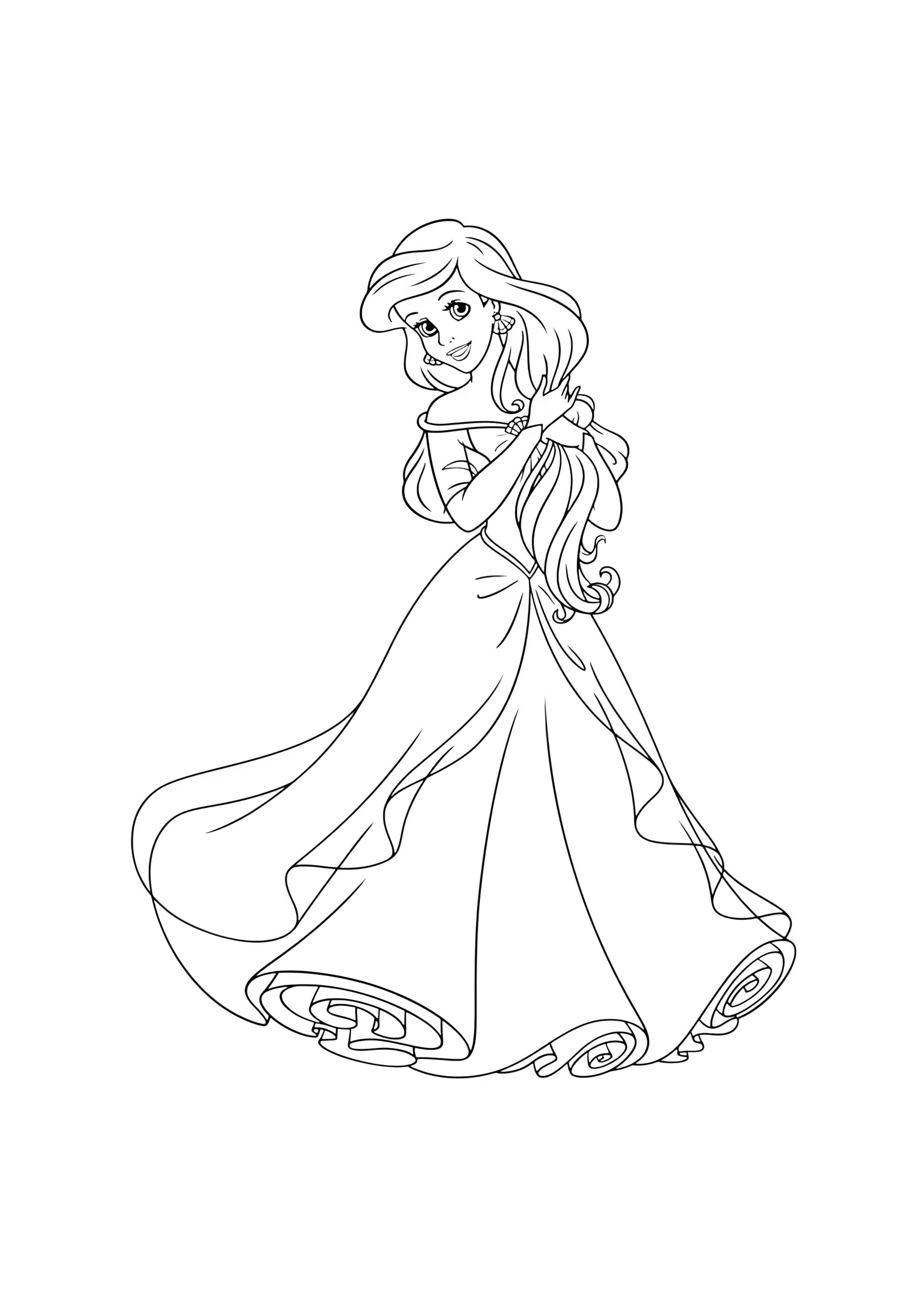 Раскраска Русалочка Ариэль прекрасная девушка