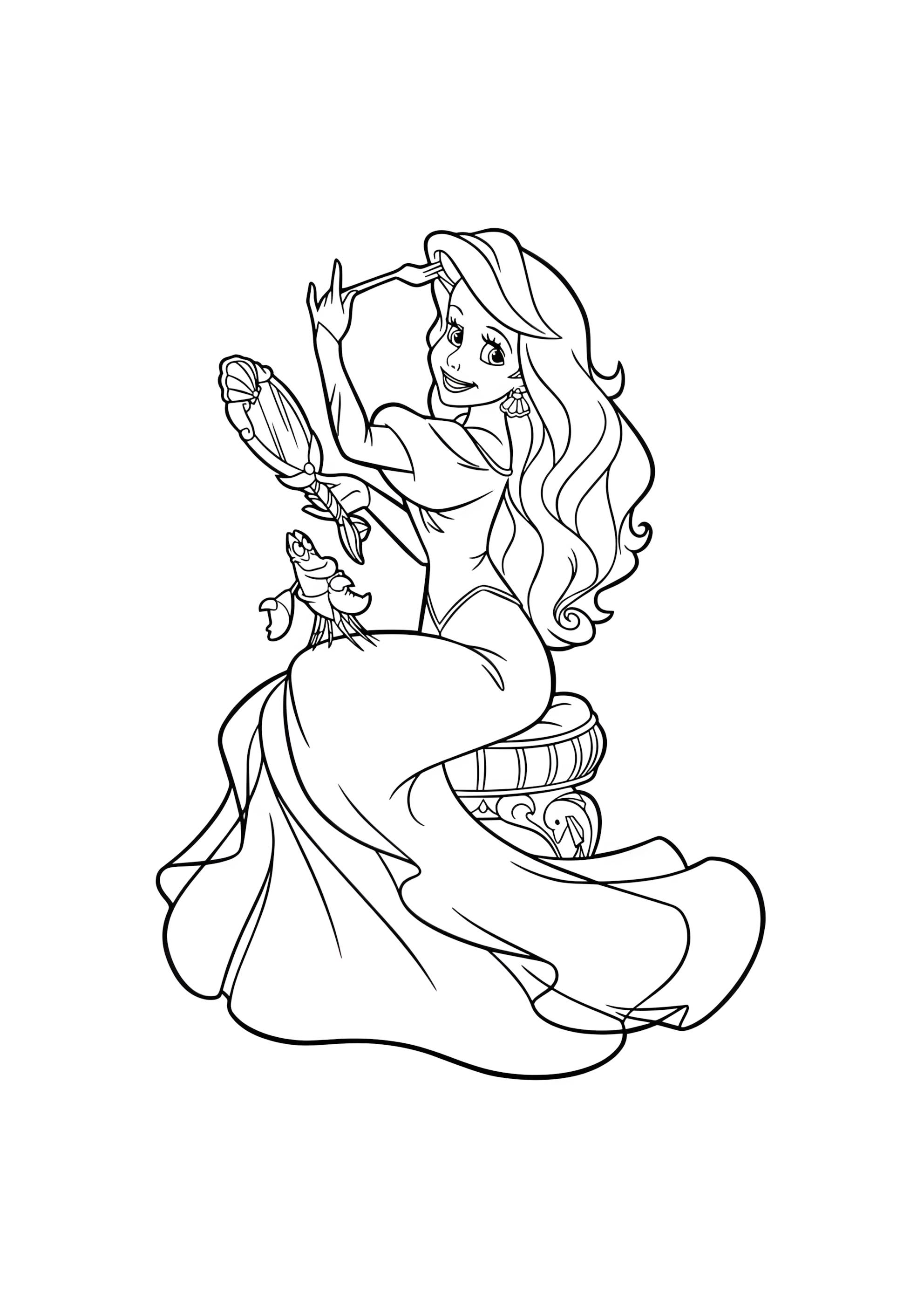 Раскраска Русалочка принцесса Ариэль