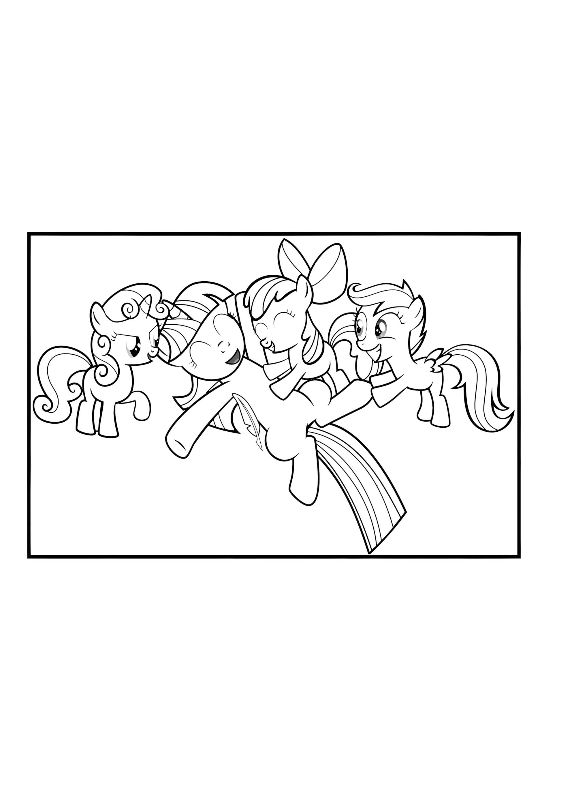 Раскраска Счастливые пони