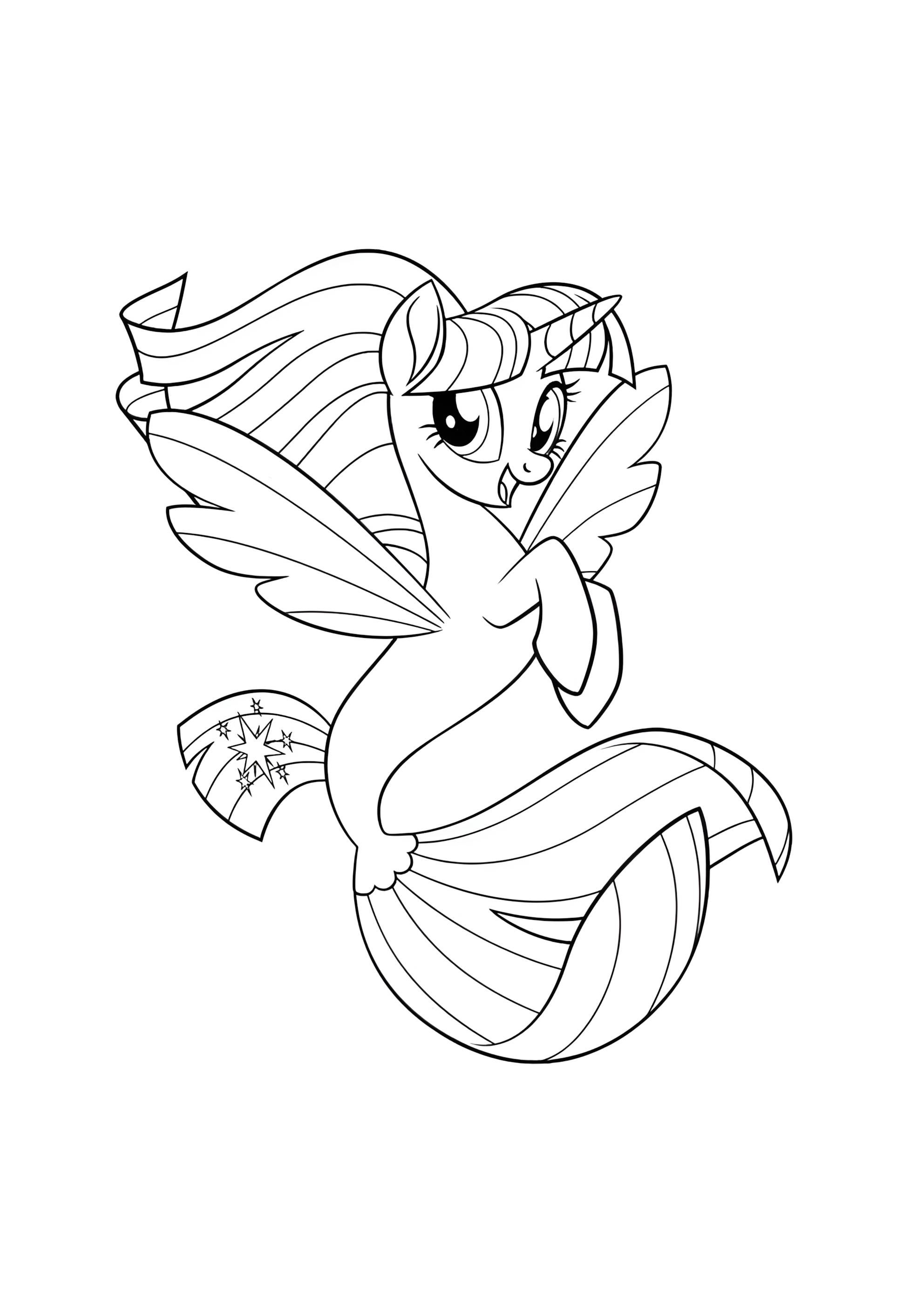 Раскраска Сумеречная искорка русалка с хвостом