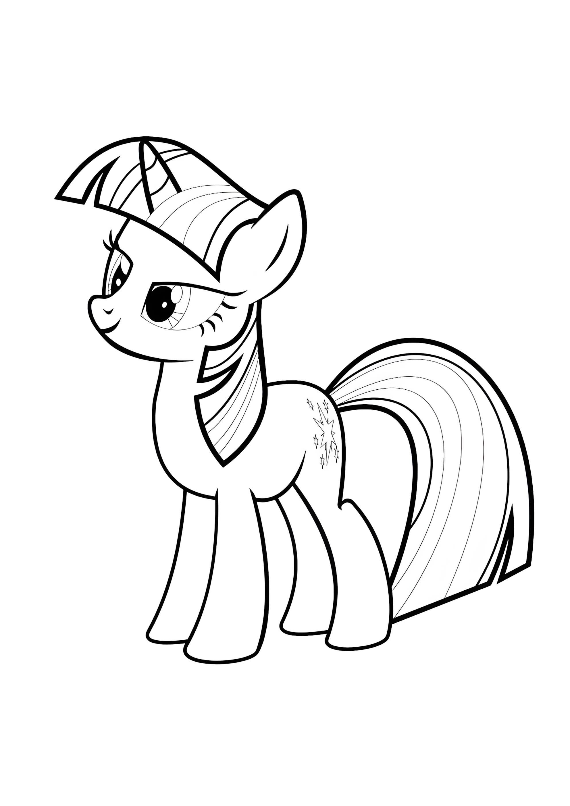 Раскраска Сумеречная Искорка серьезная