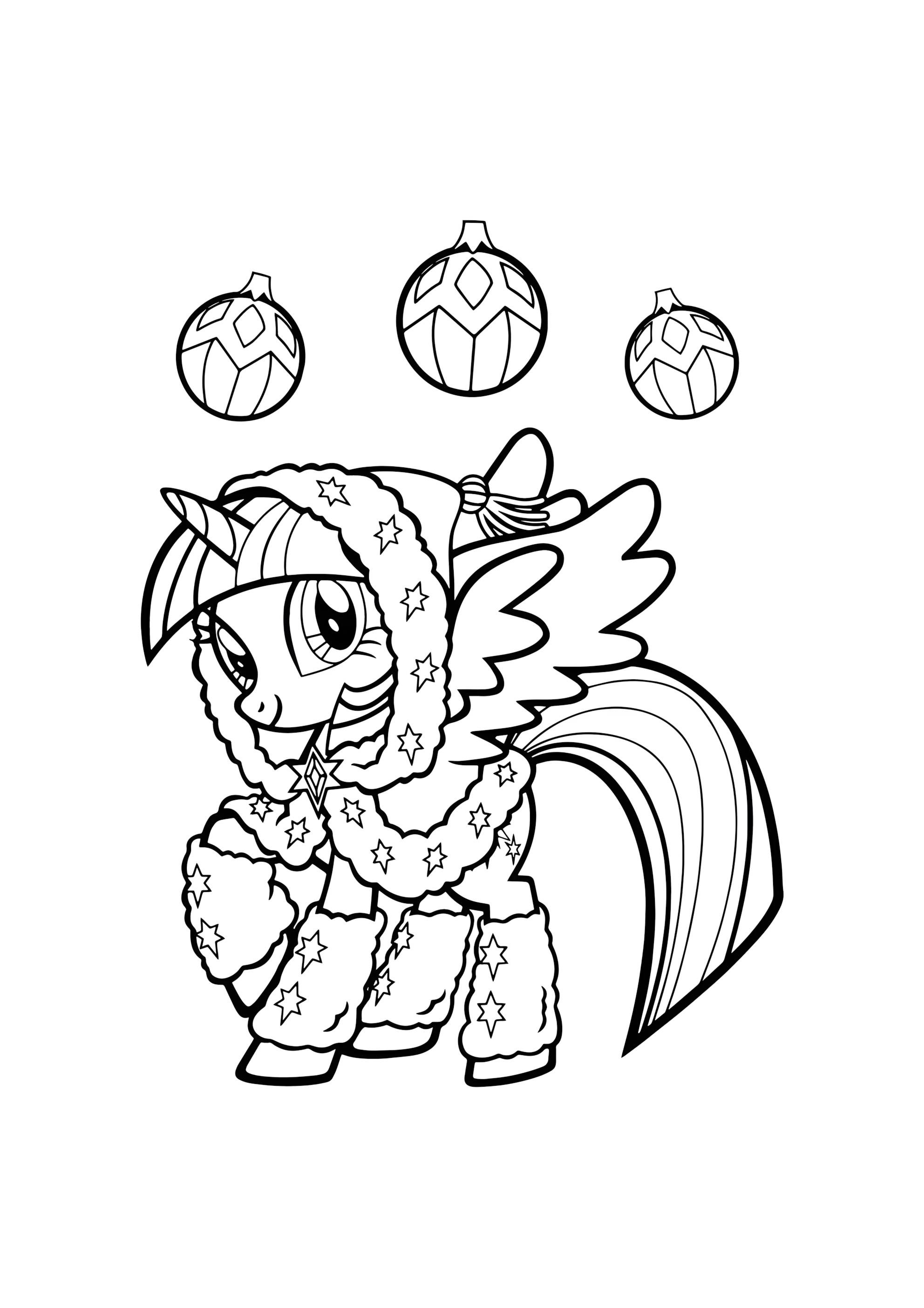 Раскраска Сумеречная Искорка в зимней шубке