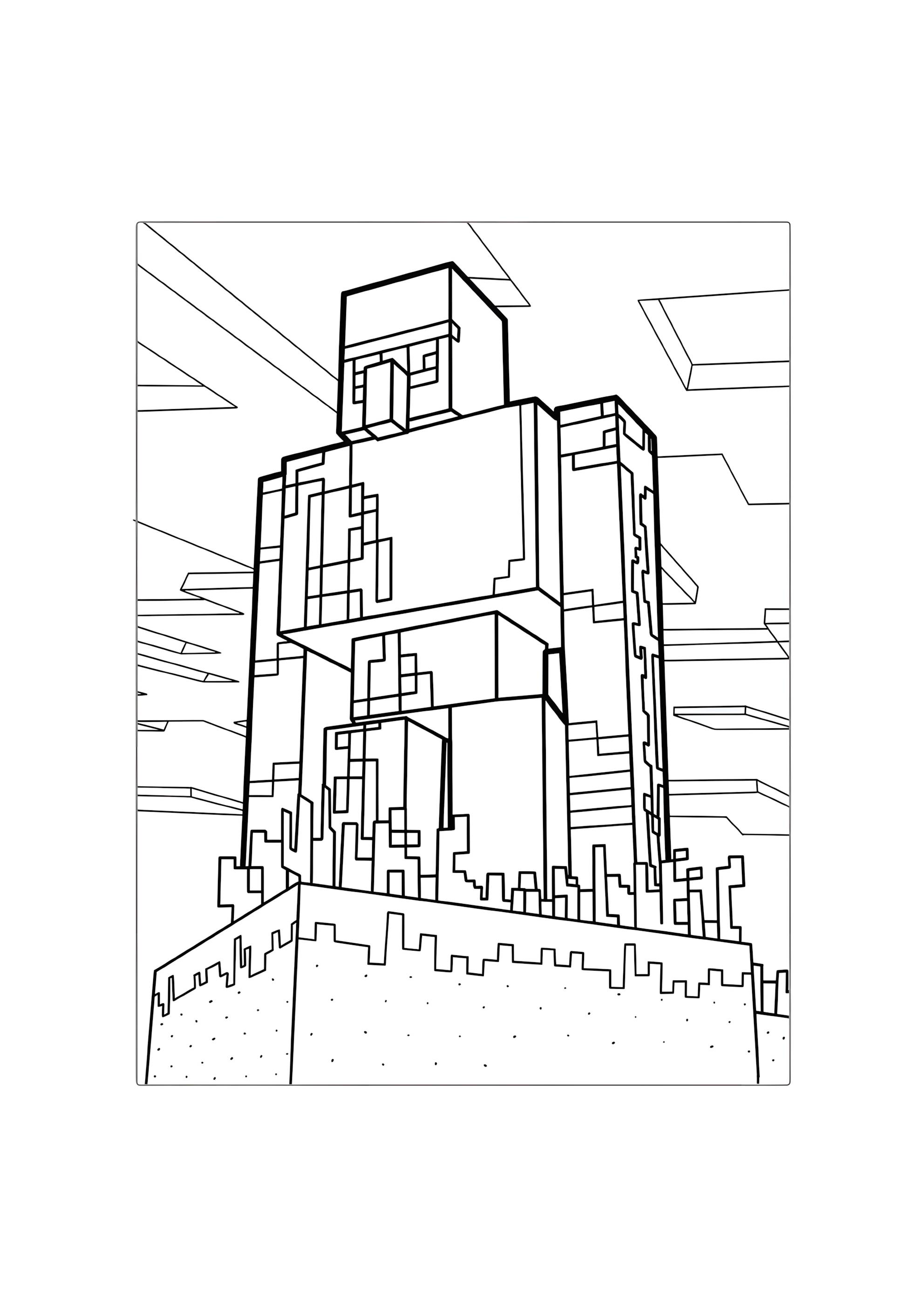 Раскраска Железный голем в мире Майнкрафт