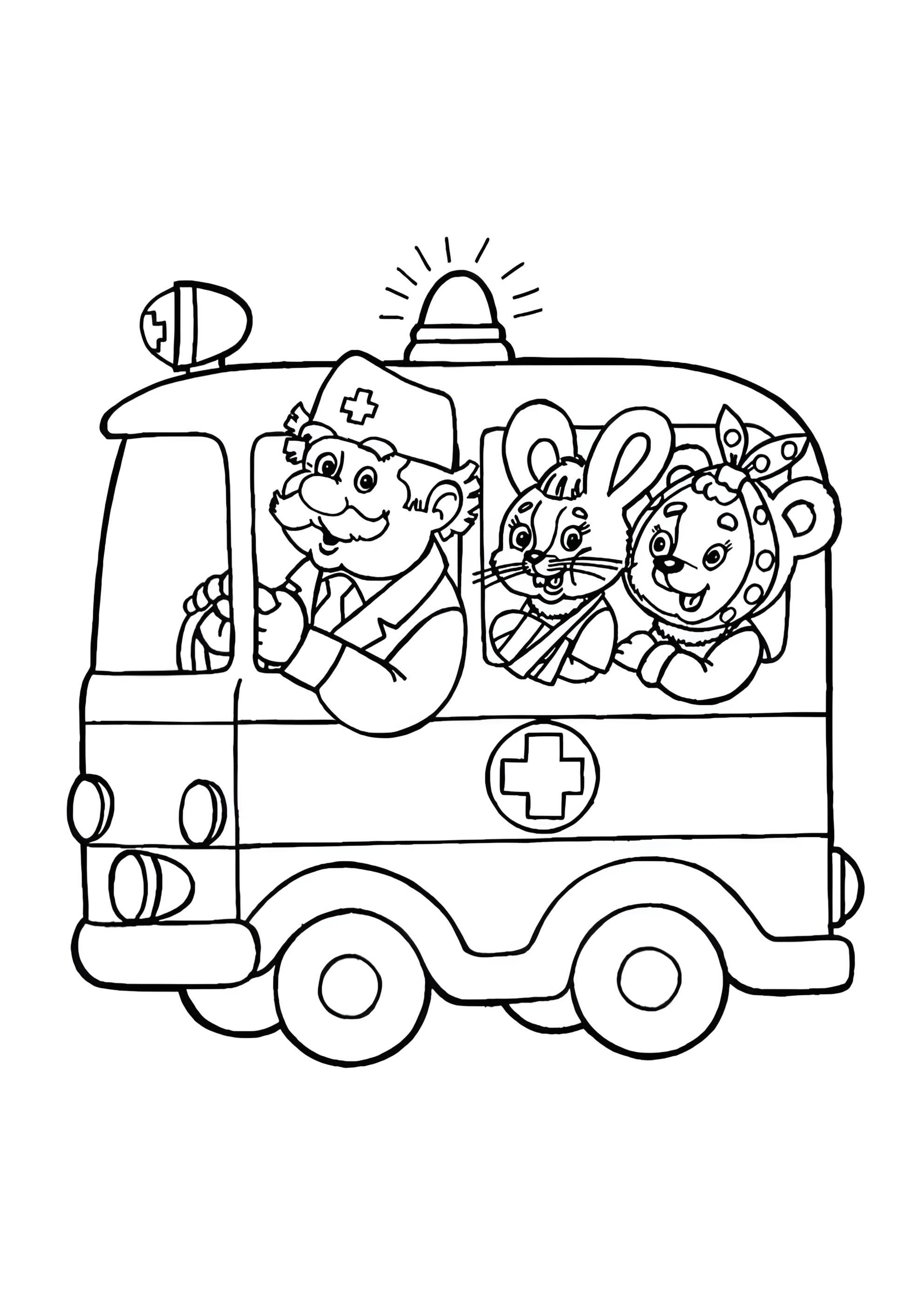 Раскраска Айболит и его животные