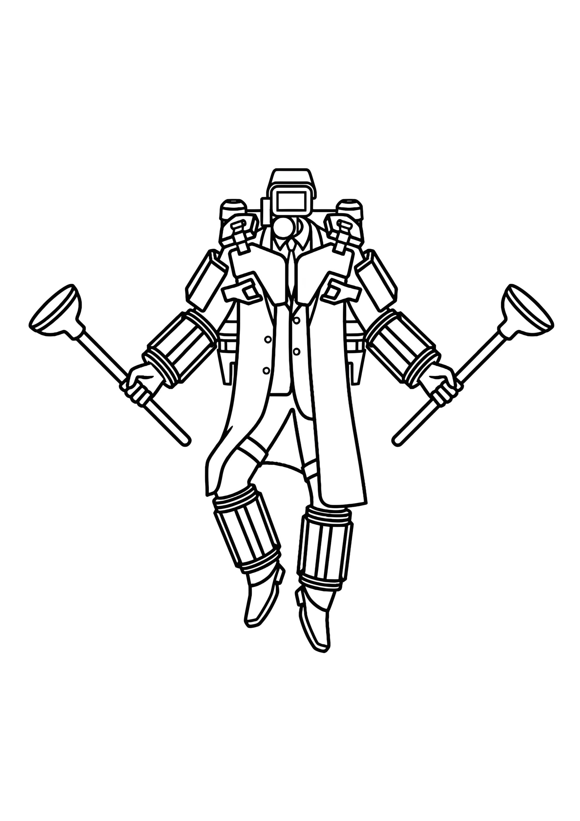 Раскраска Armor plungerman Скибиди Туалет