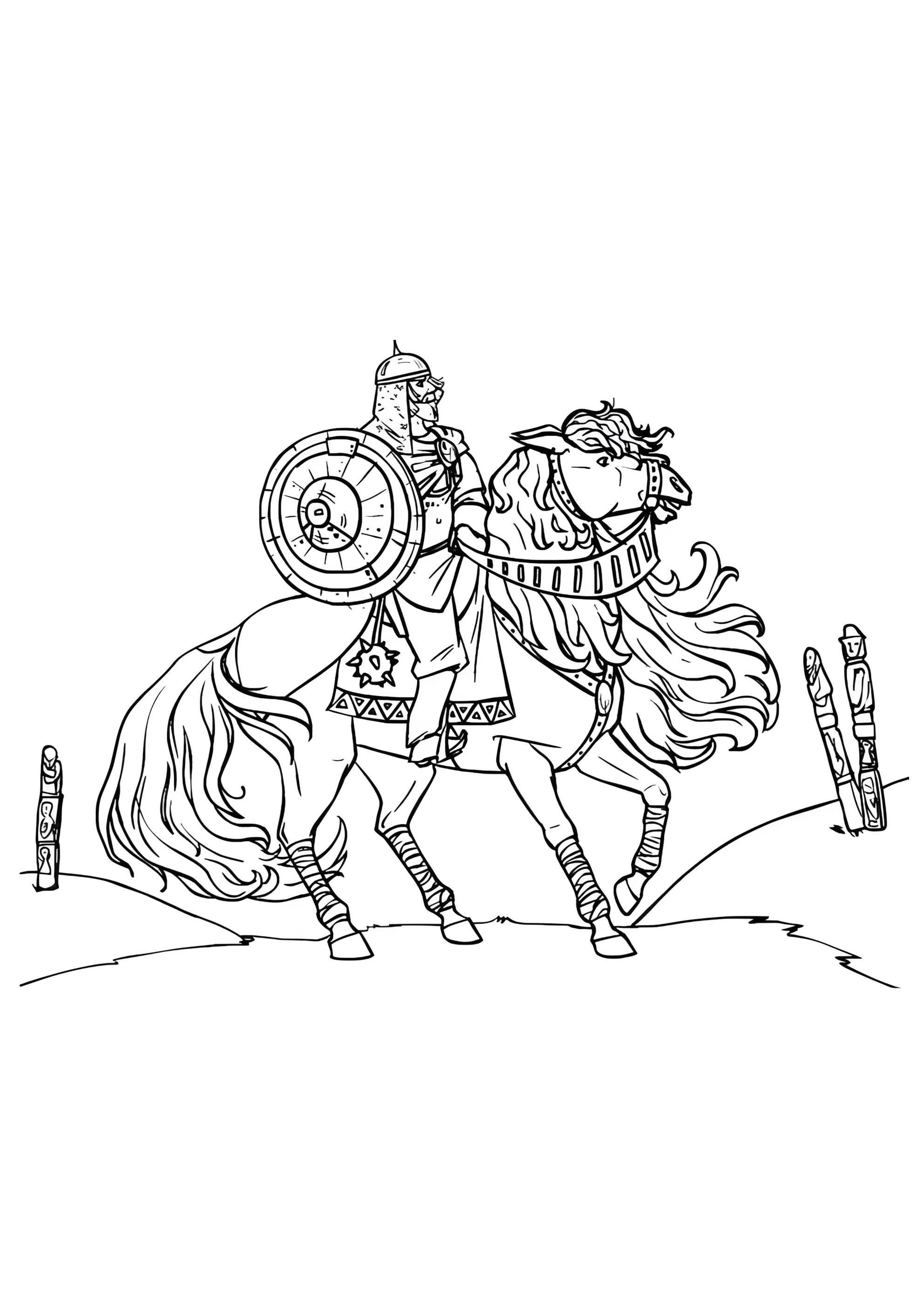 Раскраска Богатырь и меч