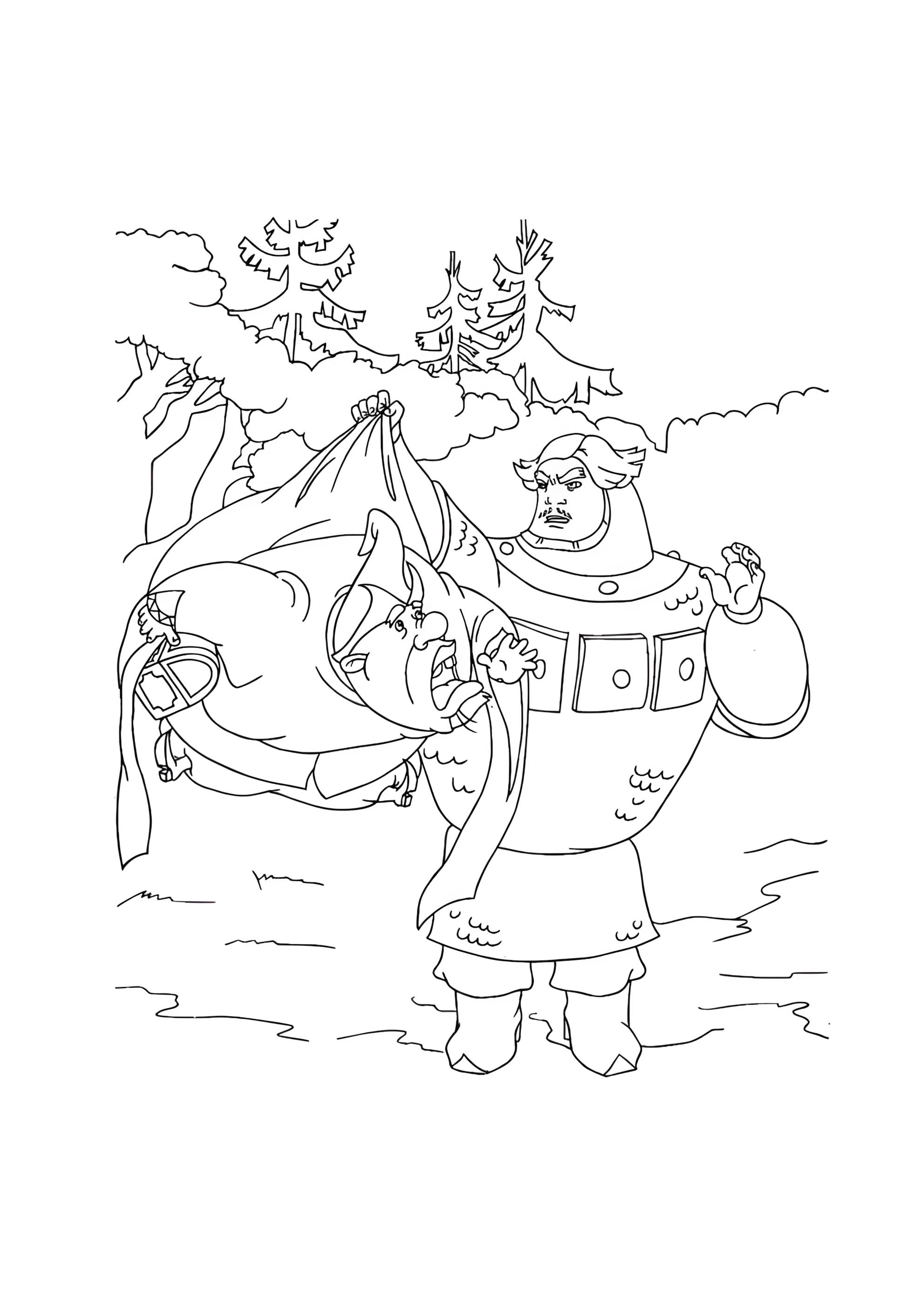 Раскраска Богатырь Илья Муромец