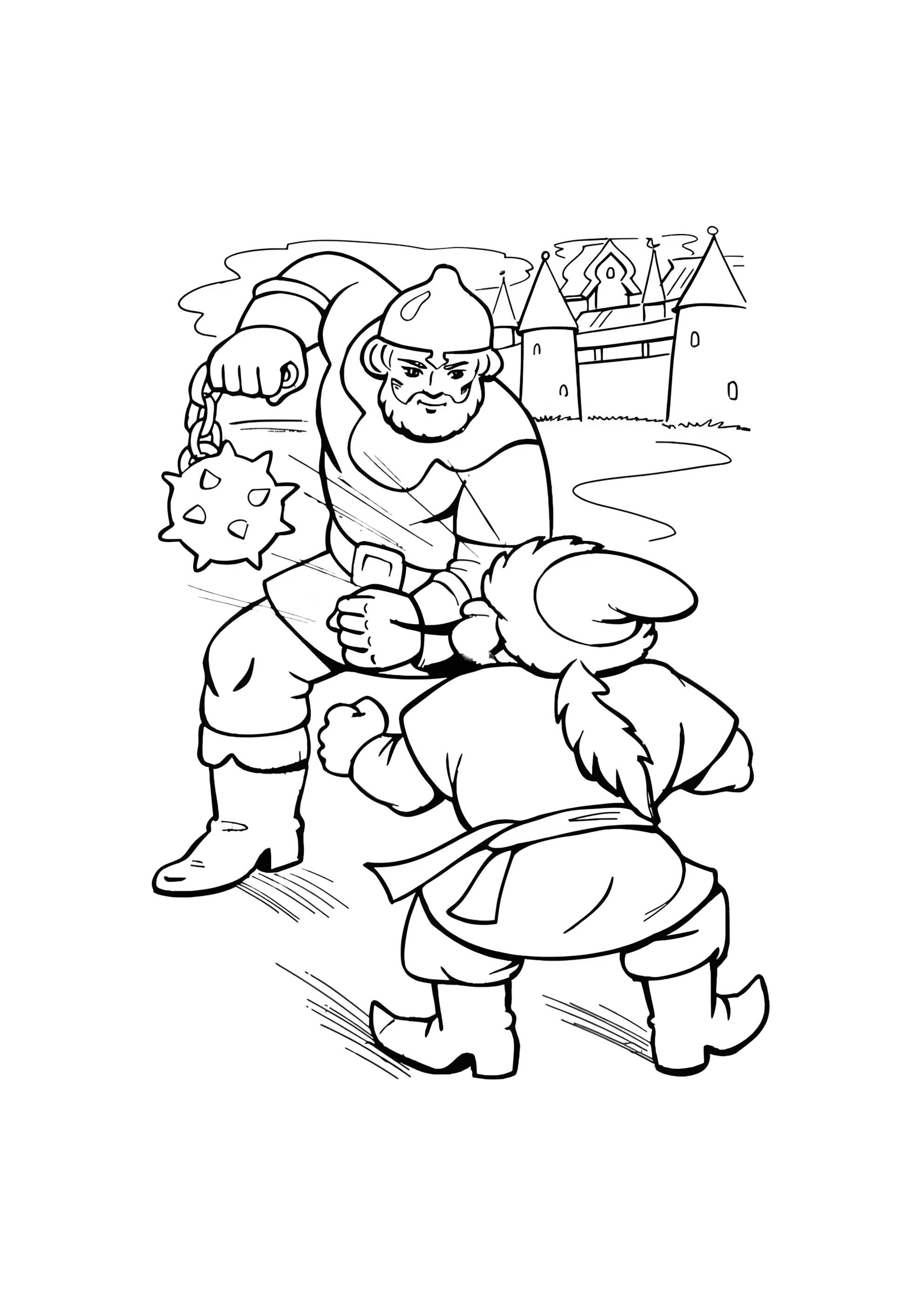 Раскраска Богатырская драка