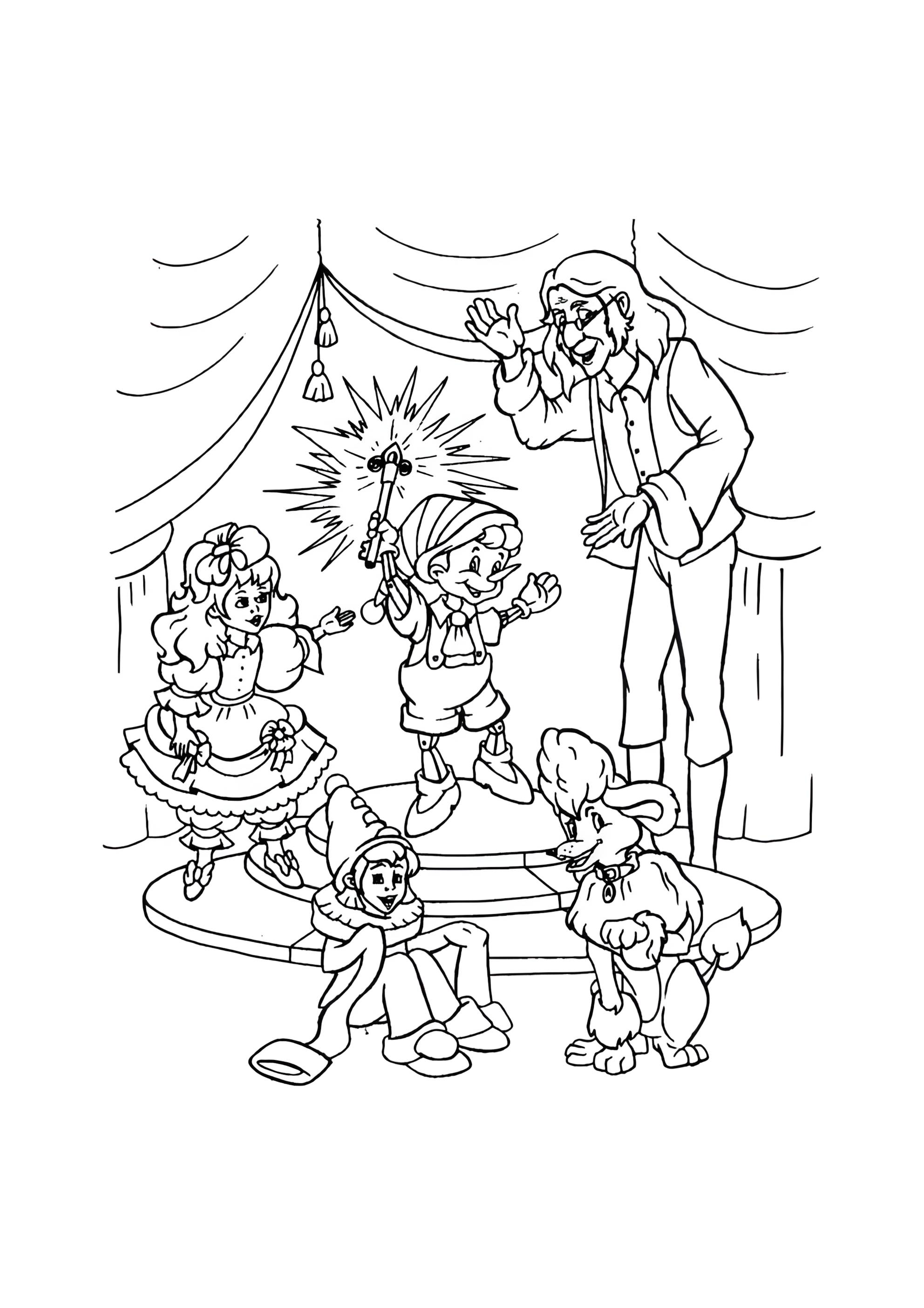 Раскраска Буратино и все его друзья