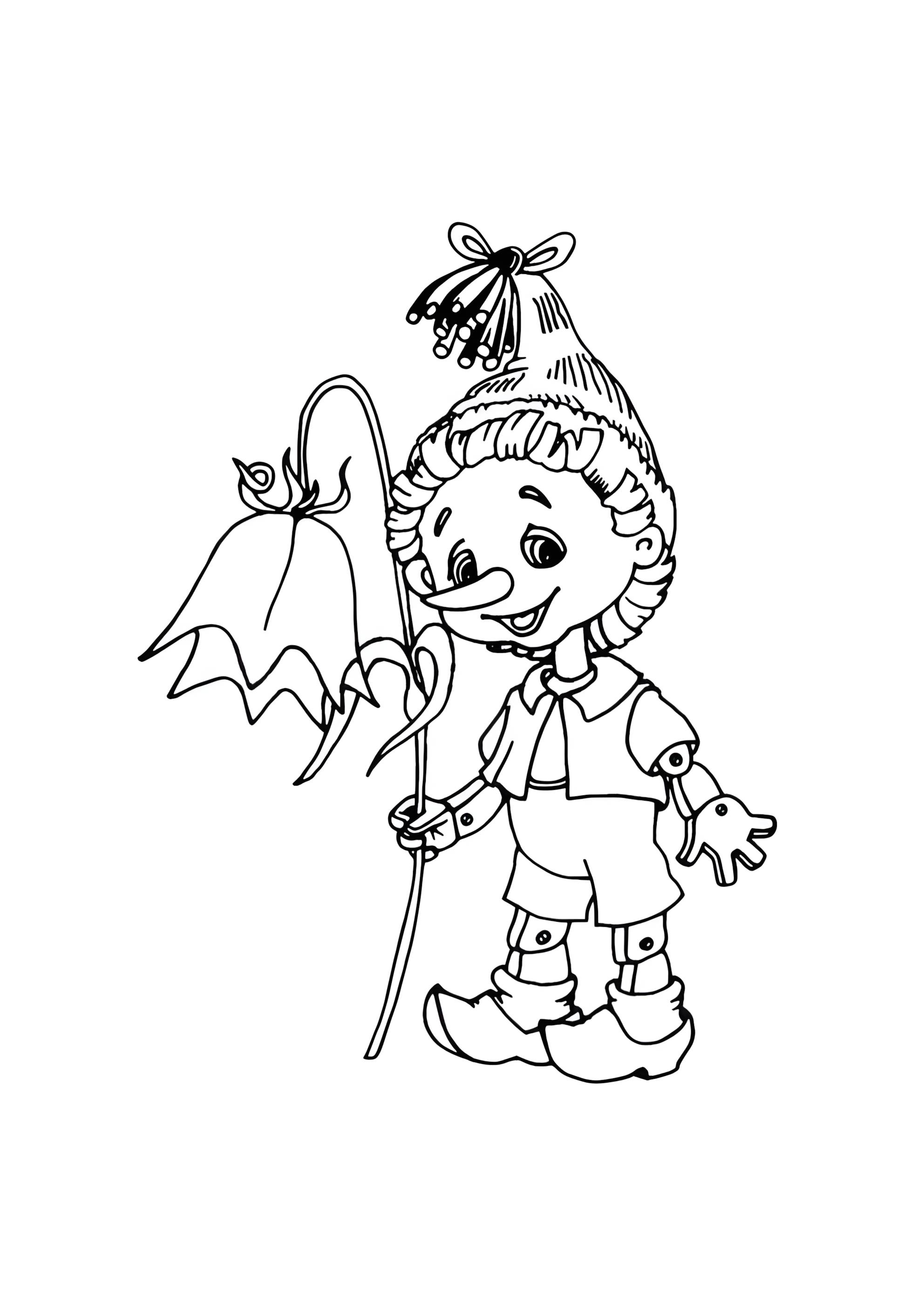 Раскраска Буратино колокольчик