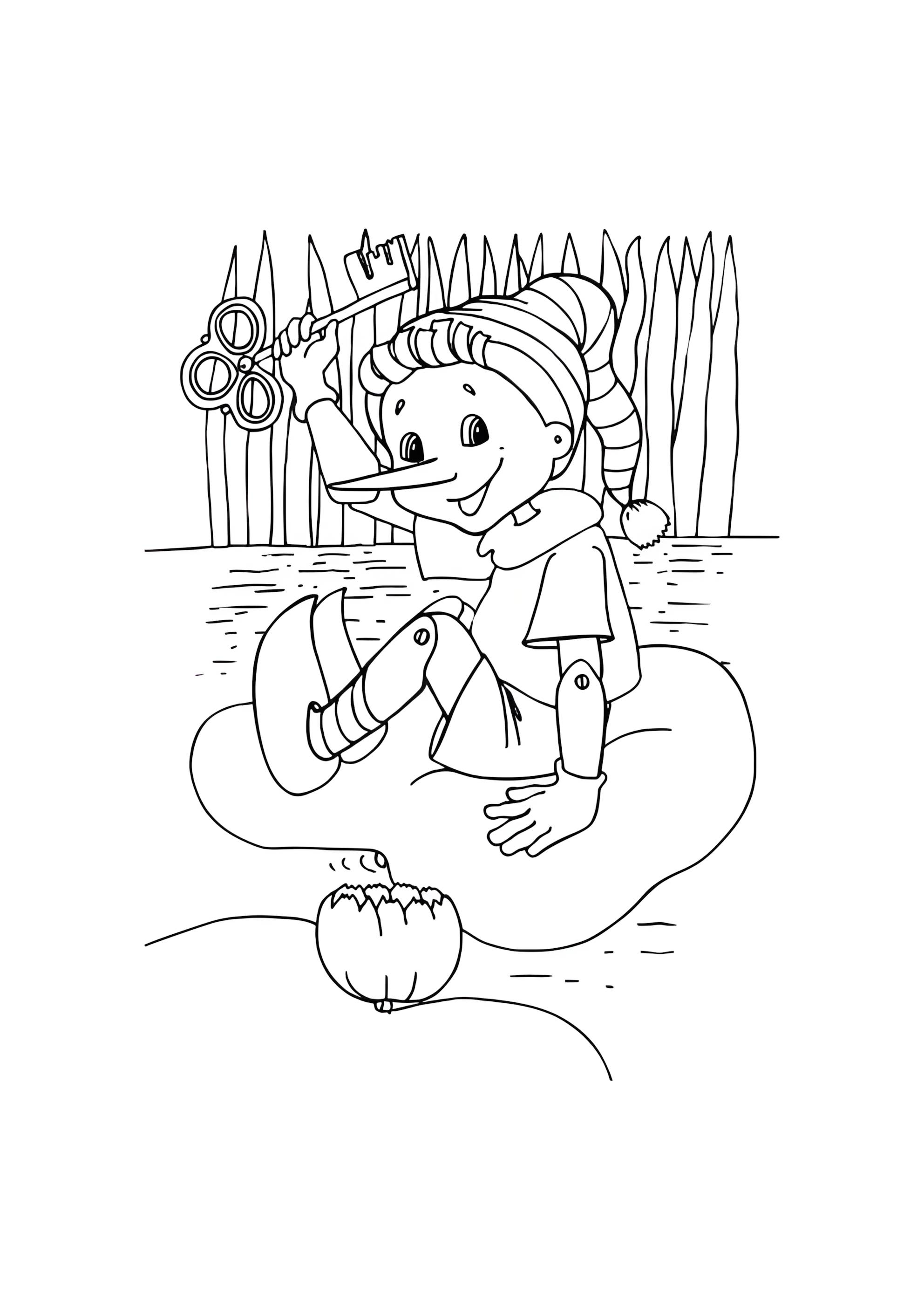 Раскраска Буратино на болоте