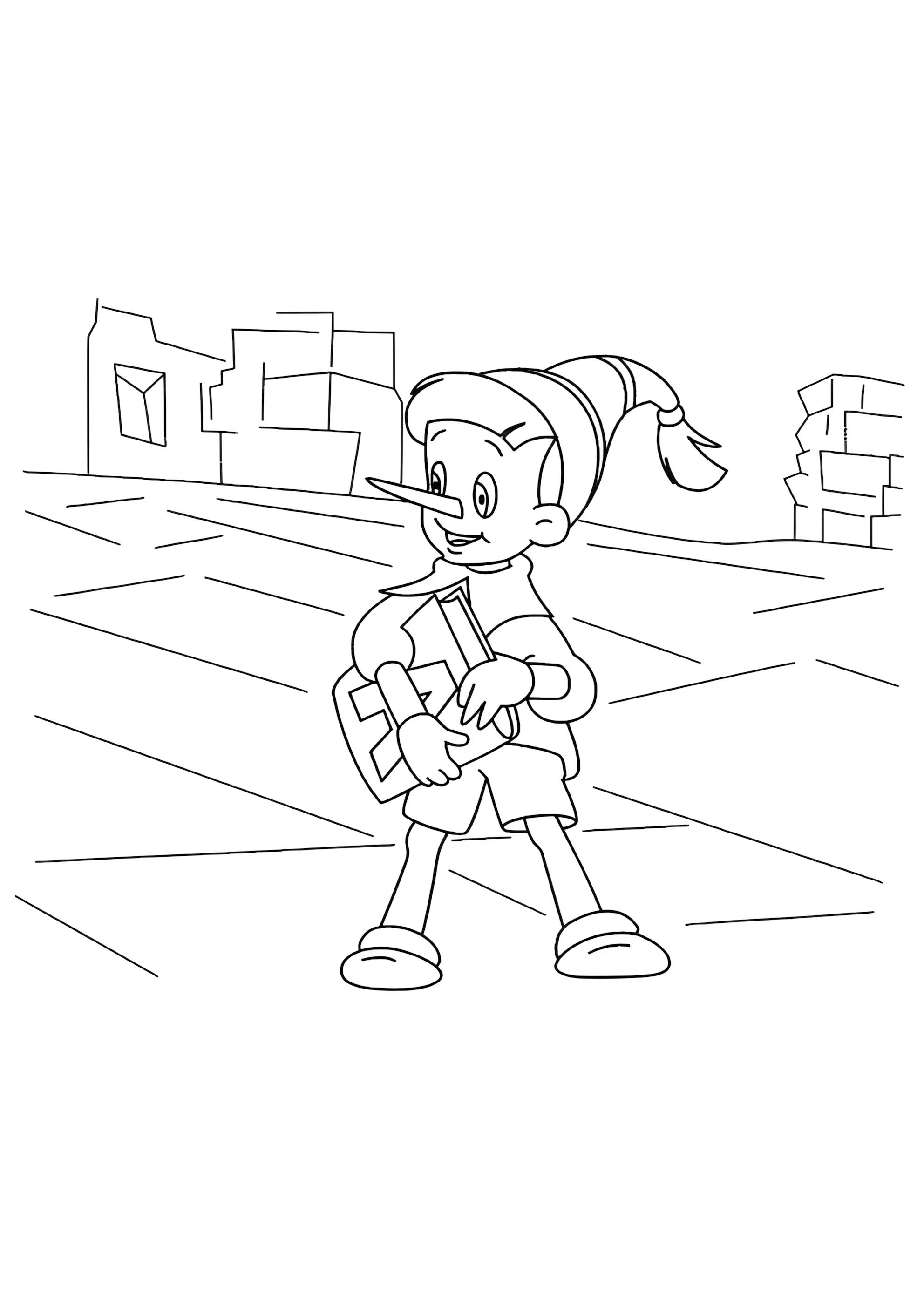 Раскраска Буратино получил азбуку