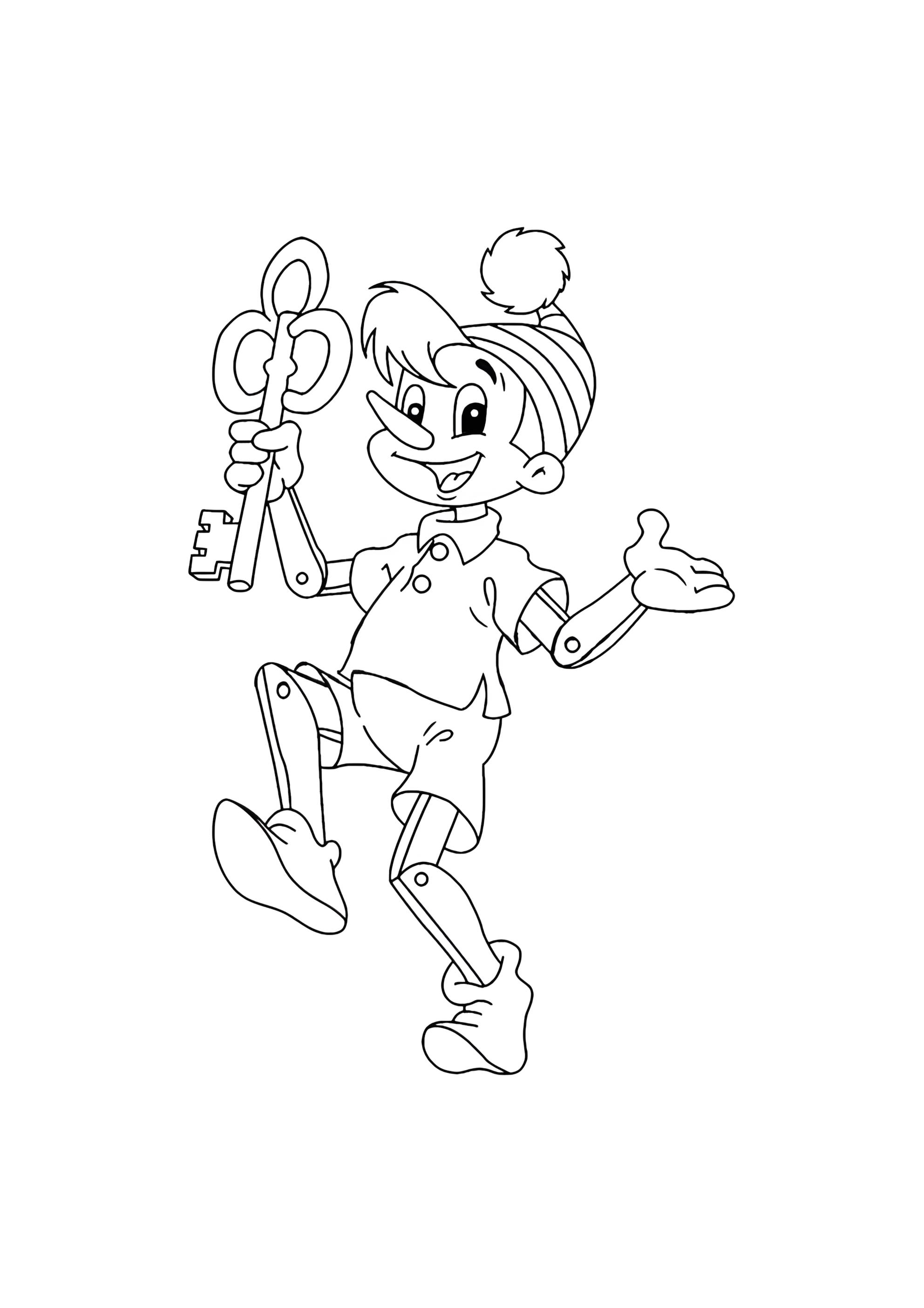 Раскраска Буратино скачет