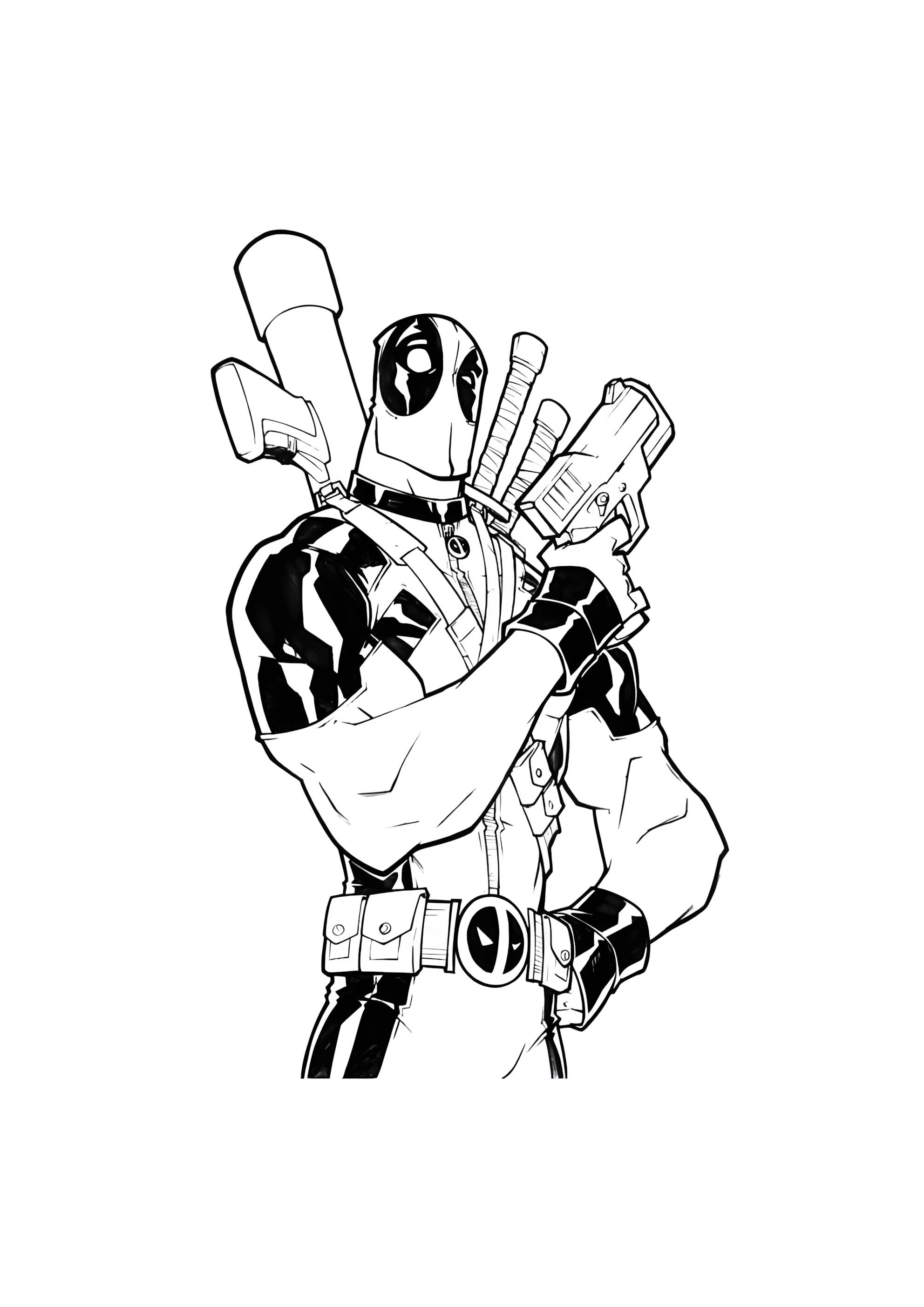 Раскраска Дэдпул позирует