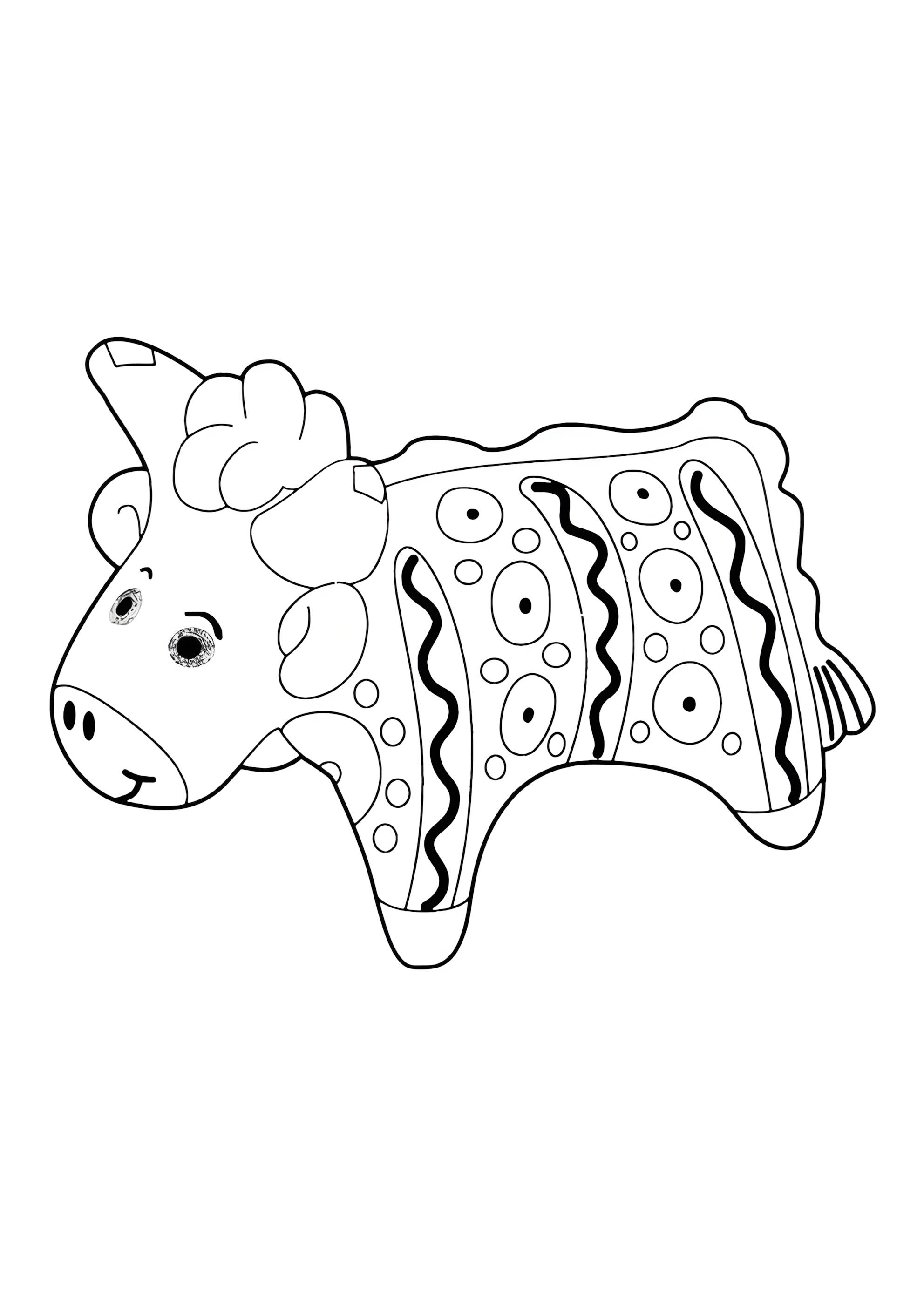 Раскраска Дымковская игрушка корова или барашек