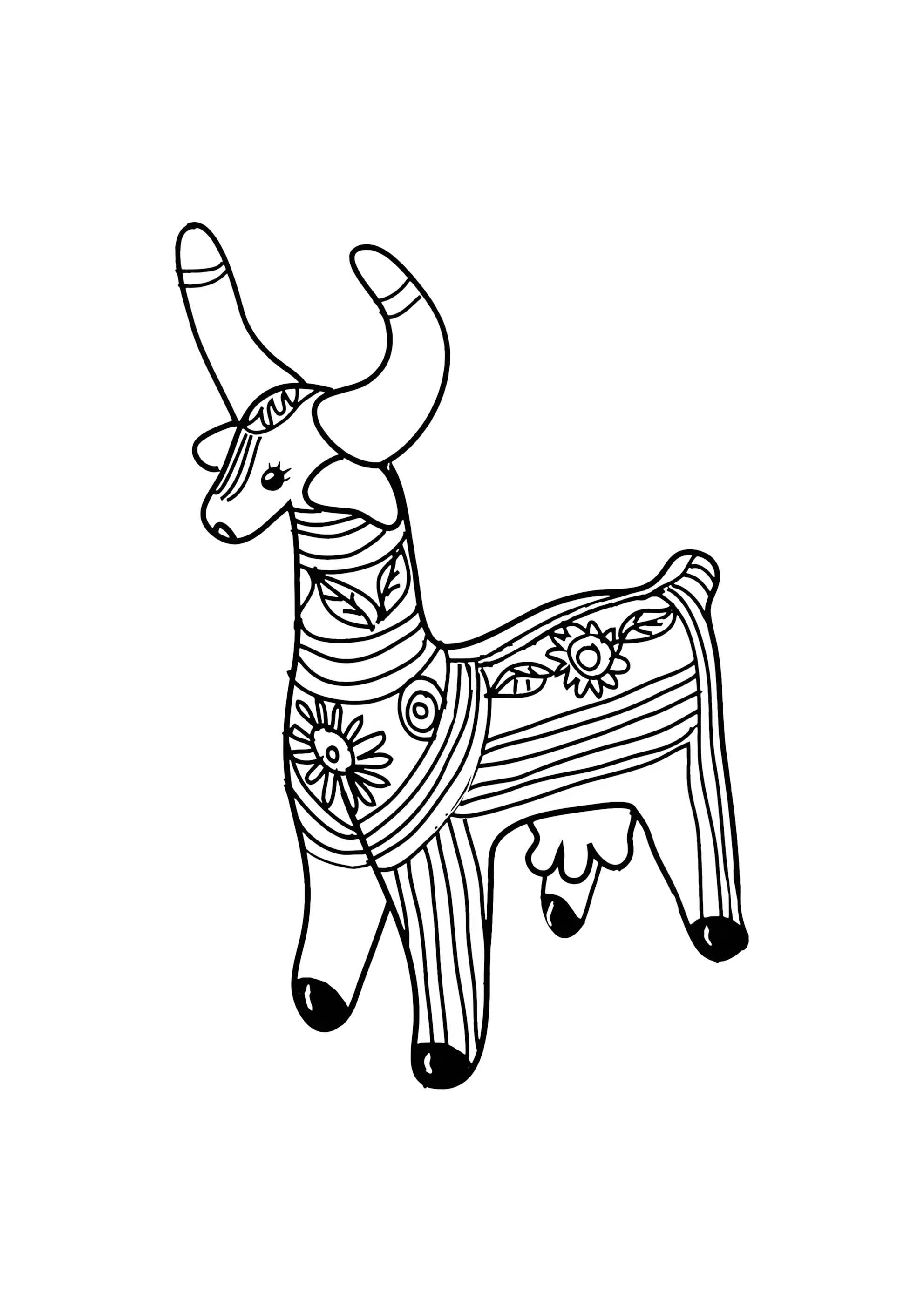 Раскраска Дымковская игрушка корова