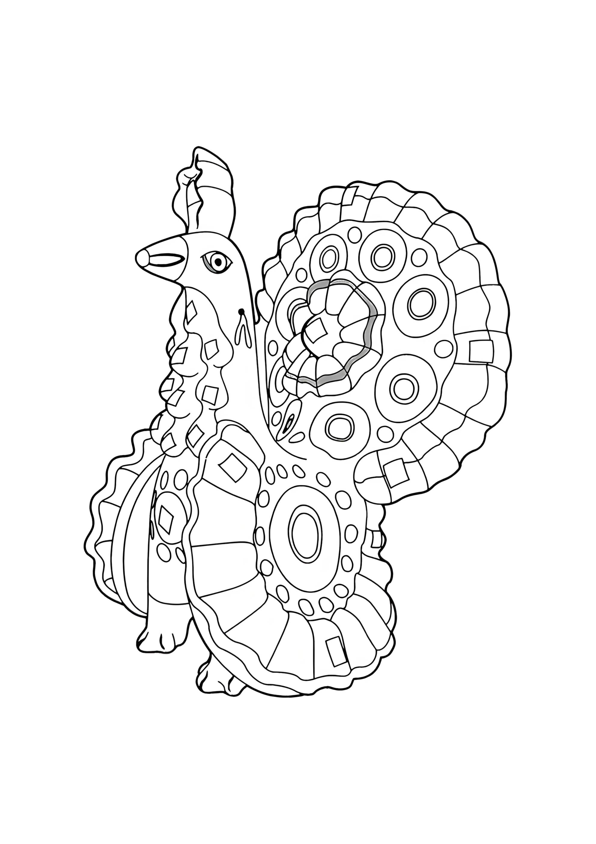 Раскраска Дымковская игрушка птичка